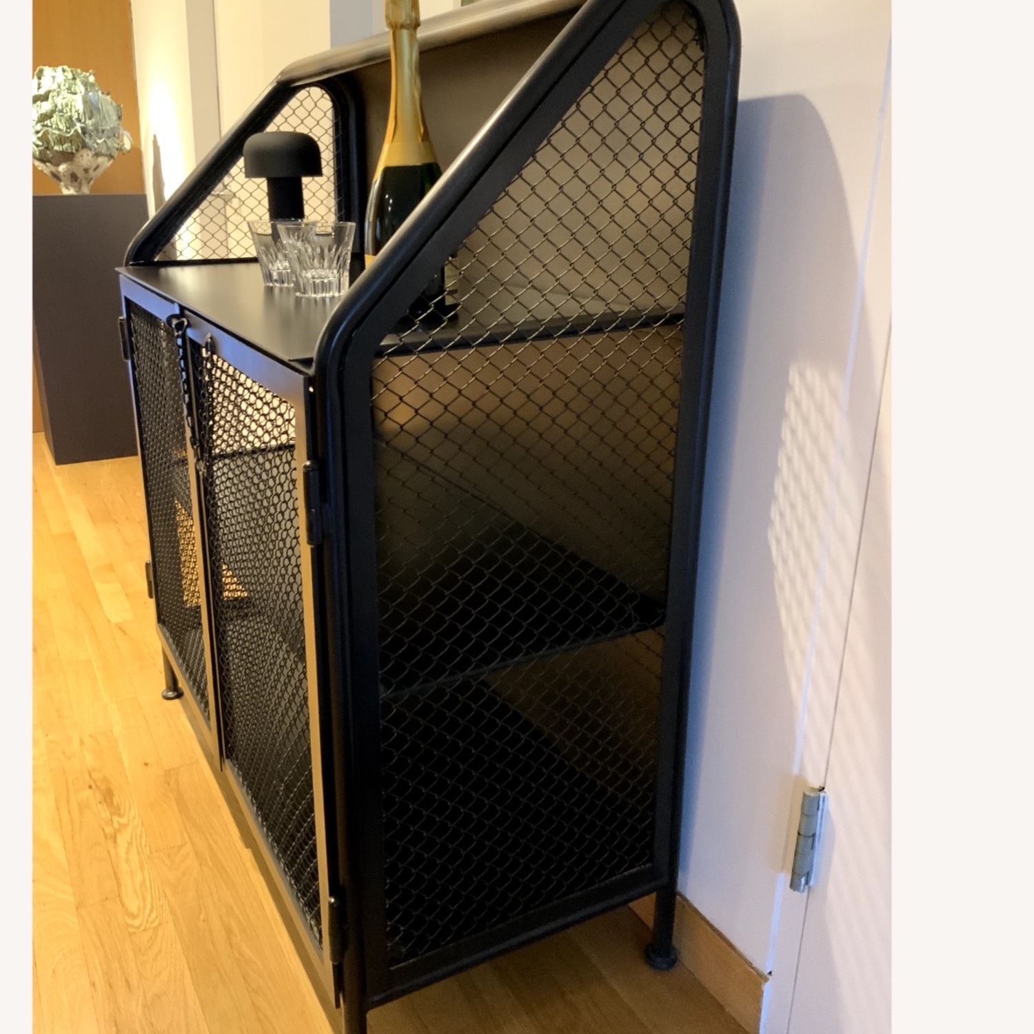 Restoration Hardware Gray Metal Bar Cart - image-3