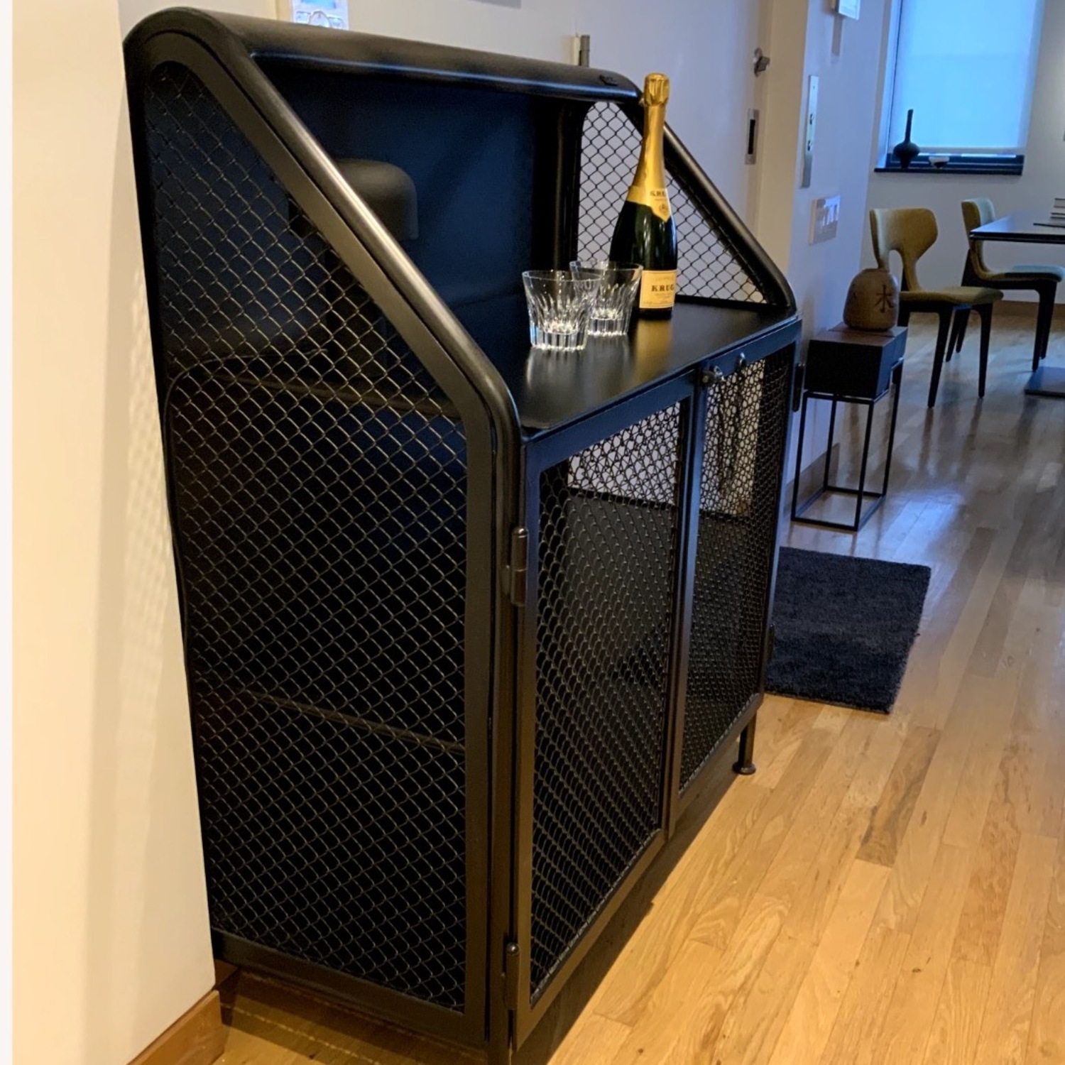 Restoration Hardware Gray Metal Bar Cart - image-2