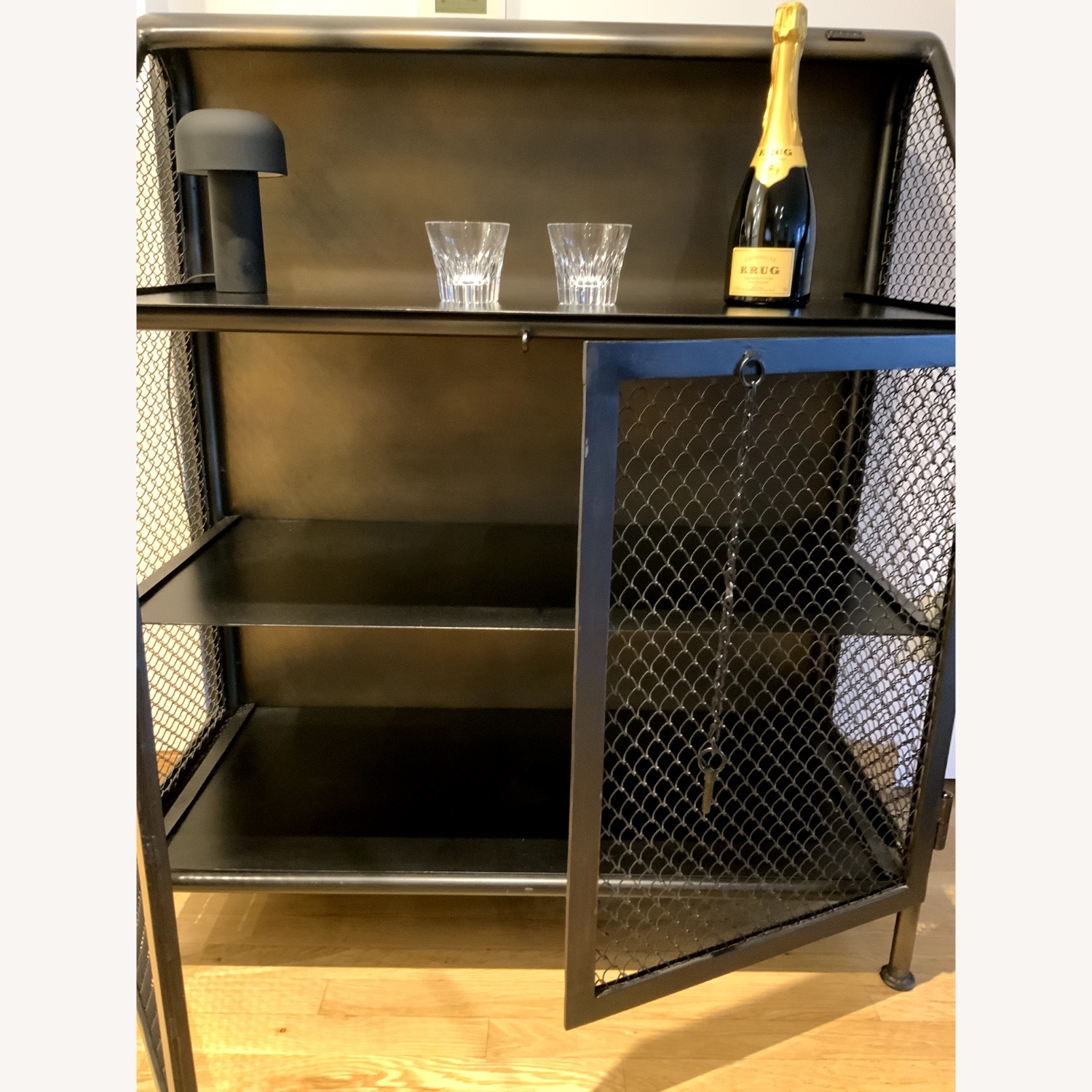 Restoration Hardware Gray Metal Bar Cart - image-4