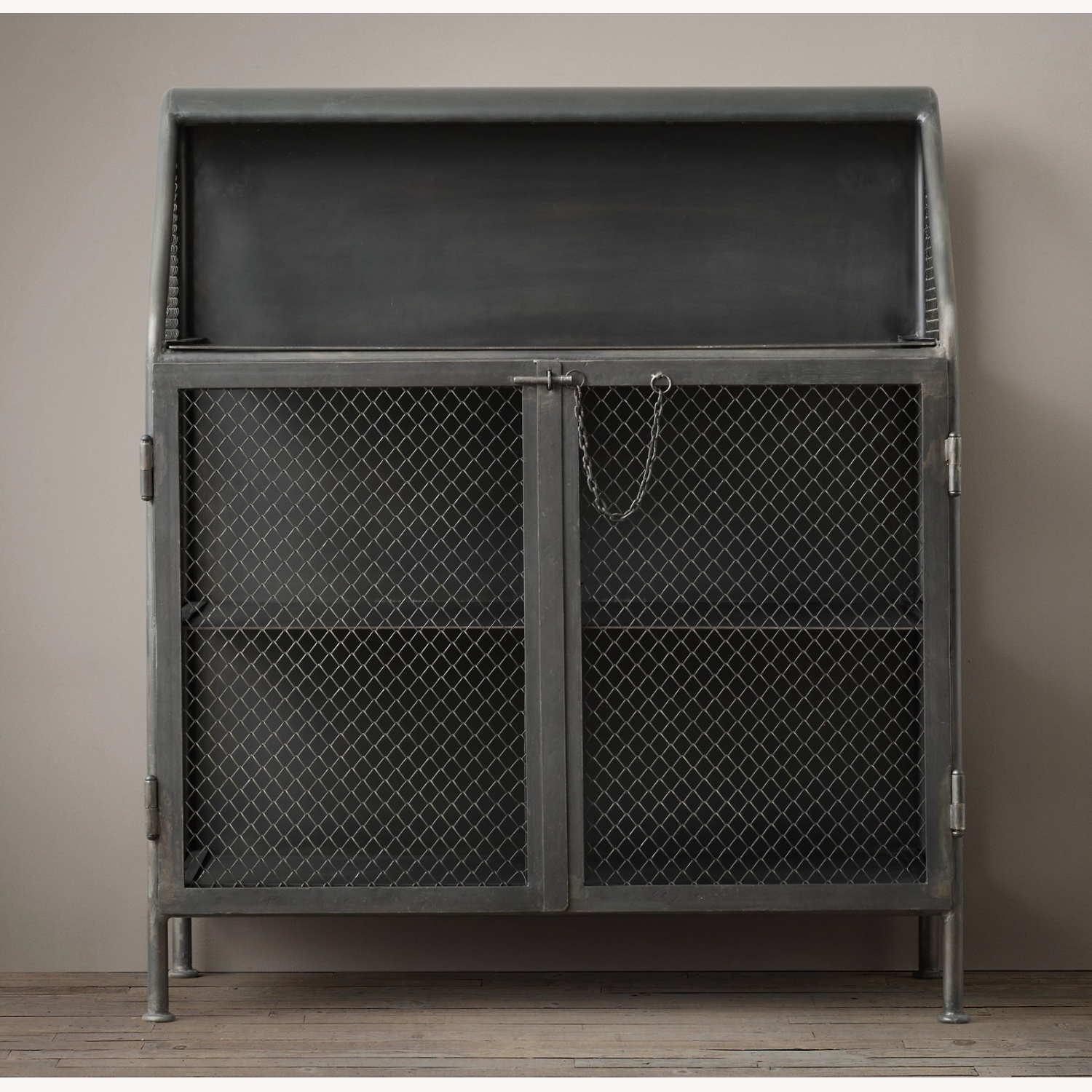 Restoration Hardware Gray Metal Bar Cart - image-0