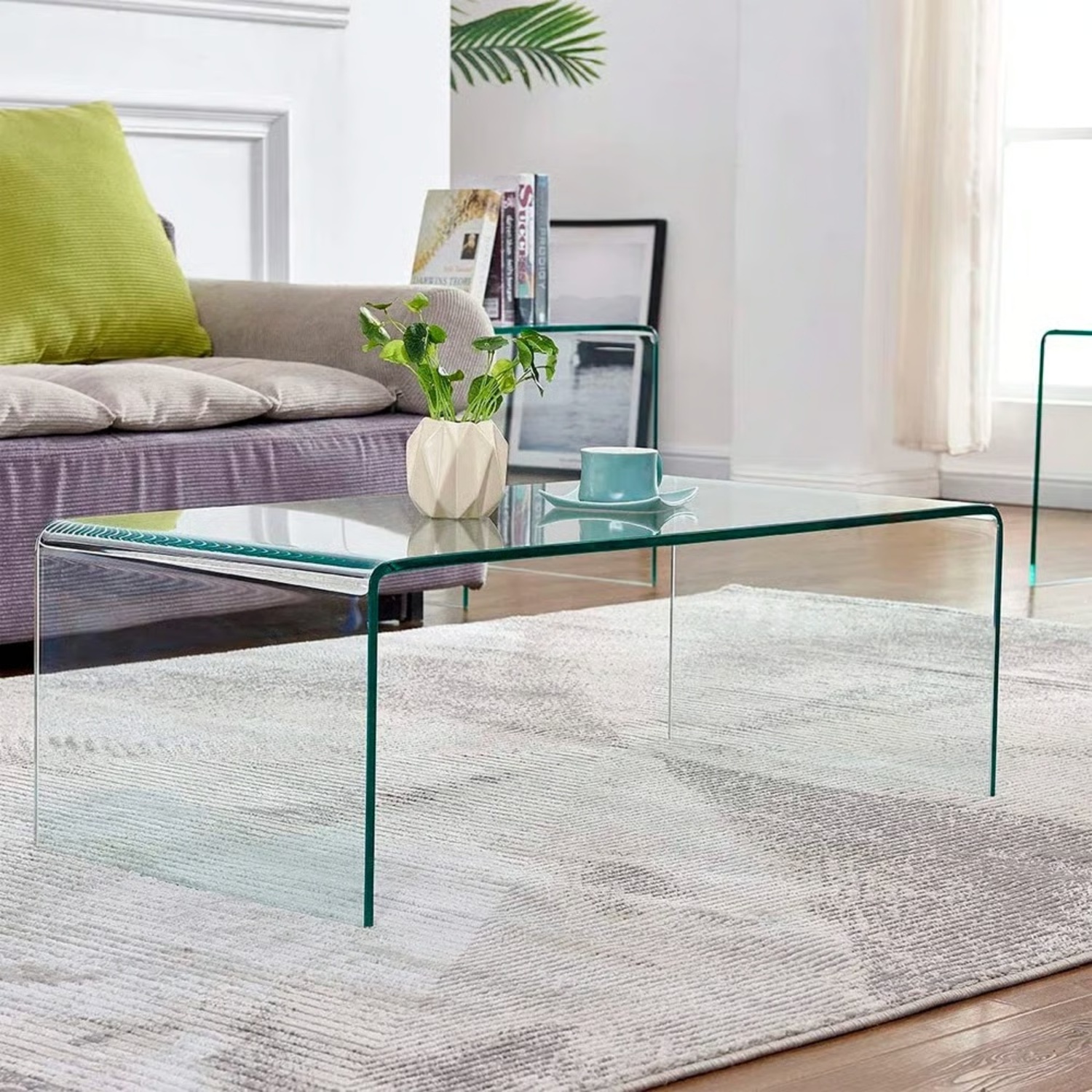 Home Depot Ivy Bronx Transparent Glass Coffee Table - image-5