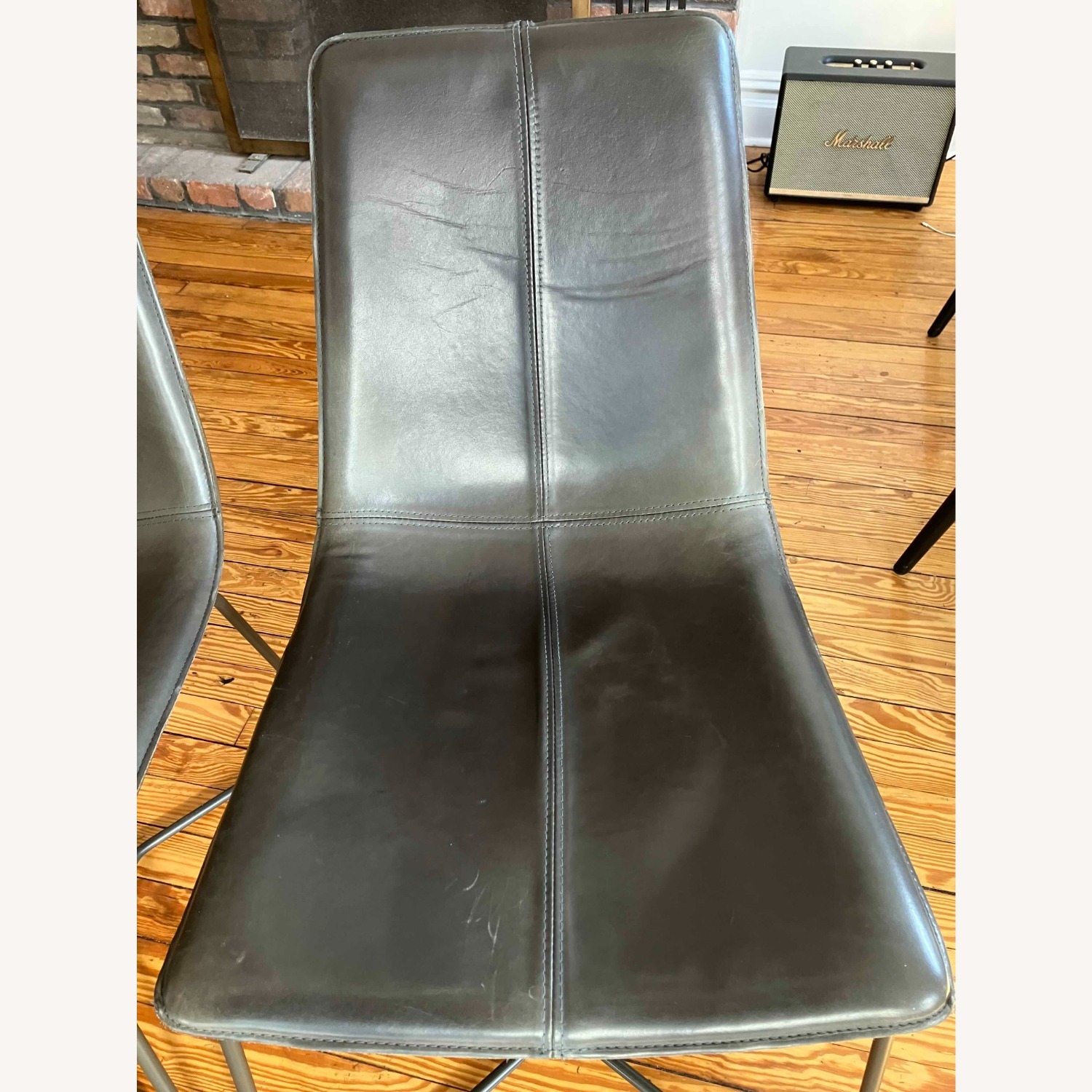 West Elm Slope Leather Dining Chairs - image-3