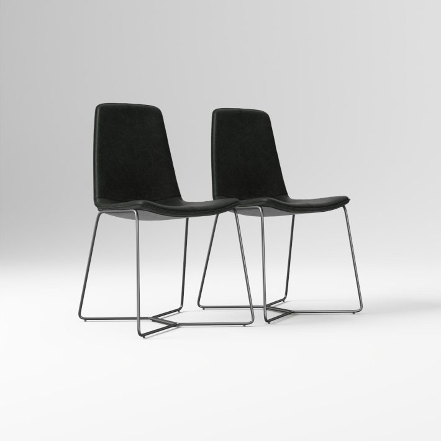 West Elm Slope Leather Dining Chairs - image-5