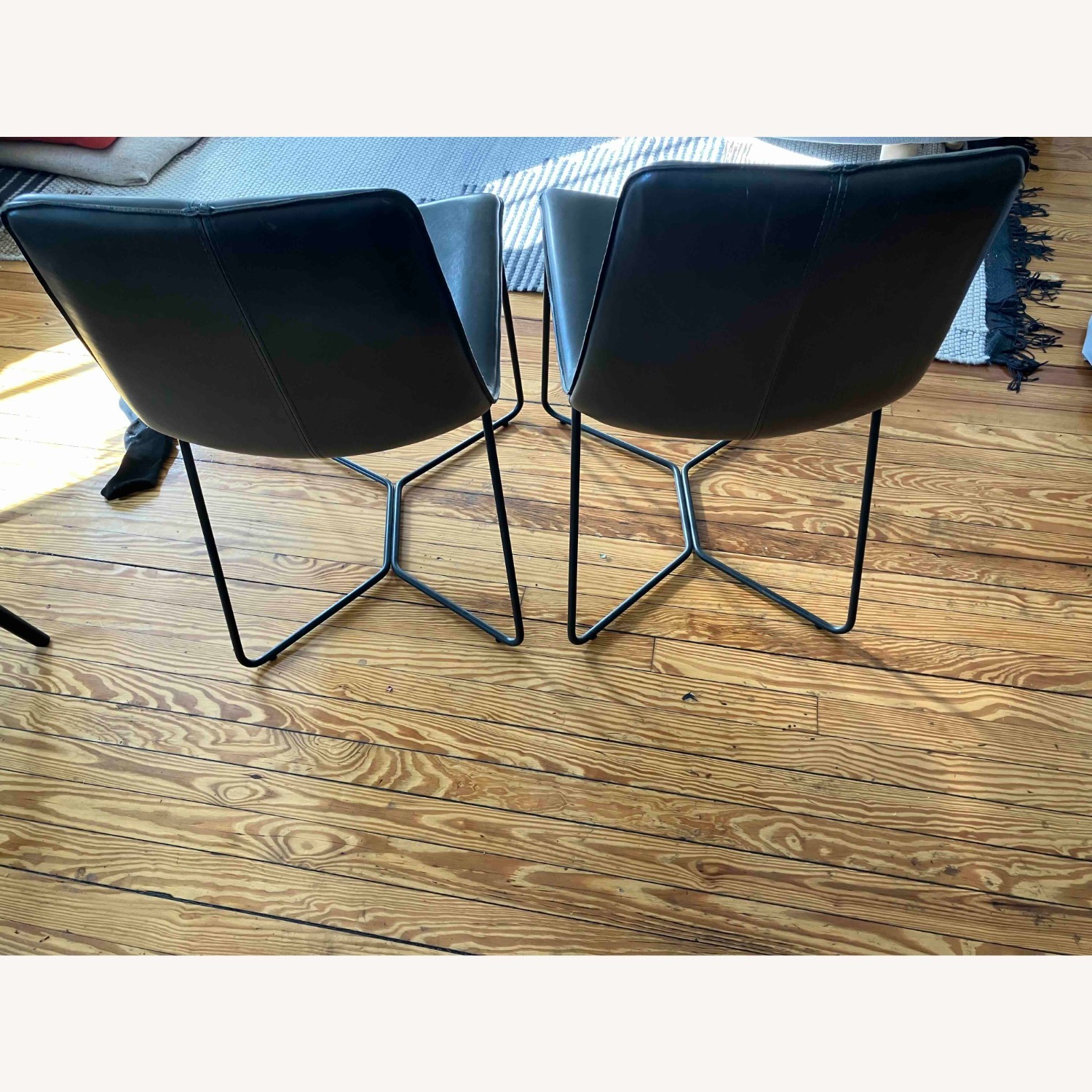 West Elm Slope Leather Dining Chairs - image-4