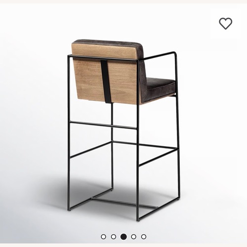 Used Joss & Main Sidney Black Leather Stool   for sale on AptDeco