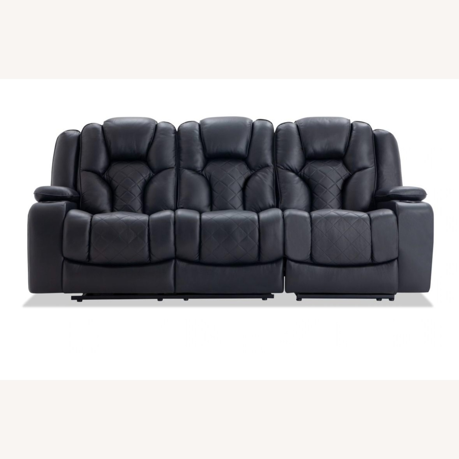 Bob's Discount Furniture Panther Black Leather 3+ Seater Sofa - image-6