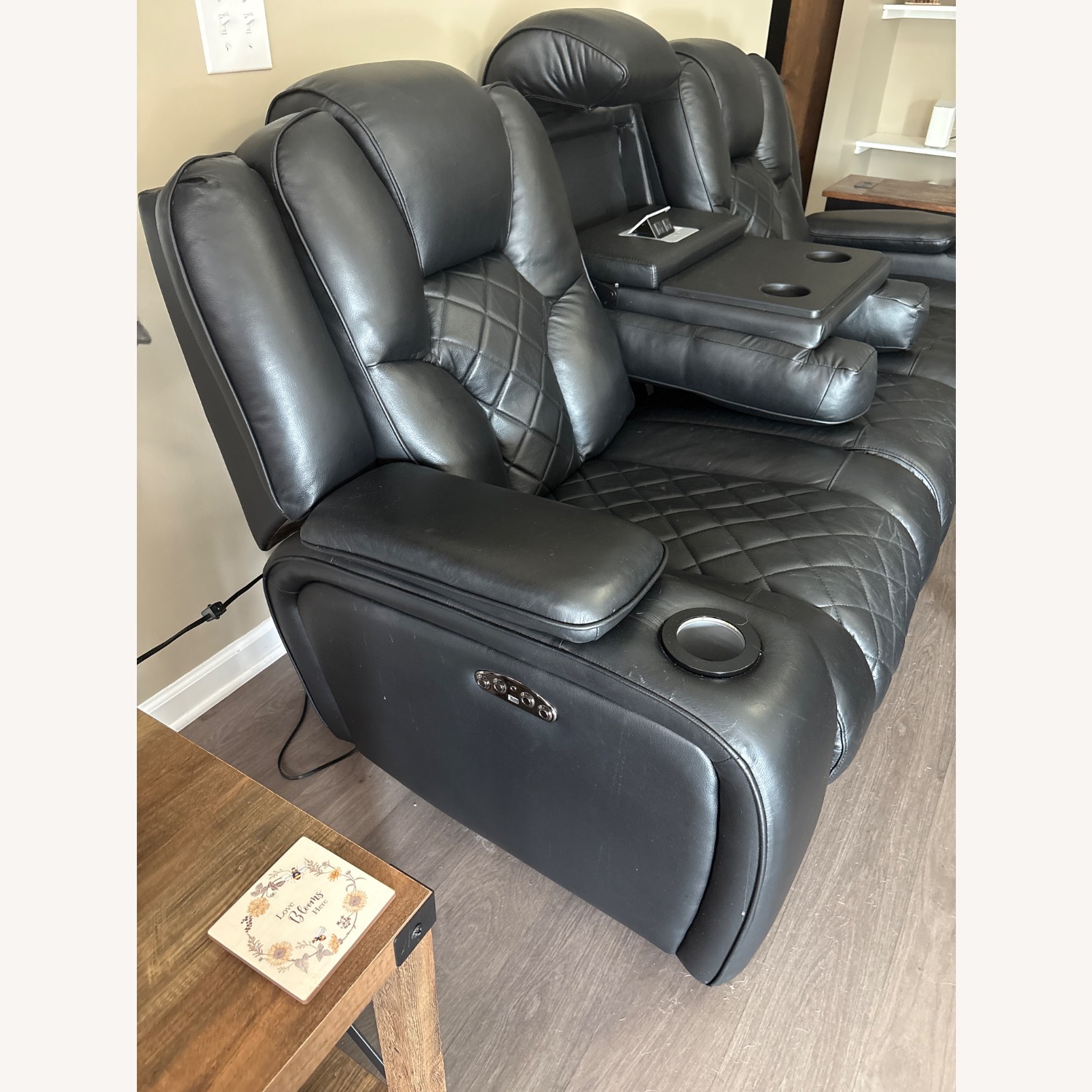 Bob's Discount Furniture Panther Black Leather 3+ Seater Sofa - image-3