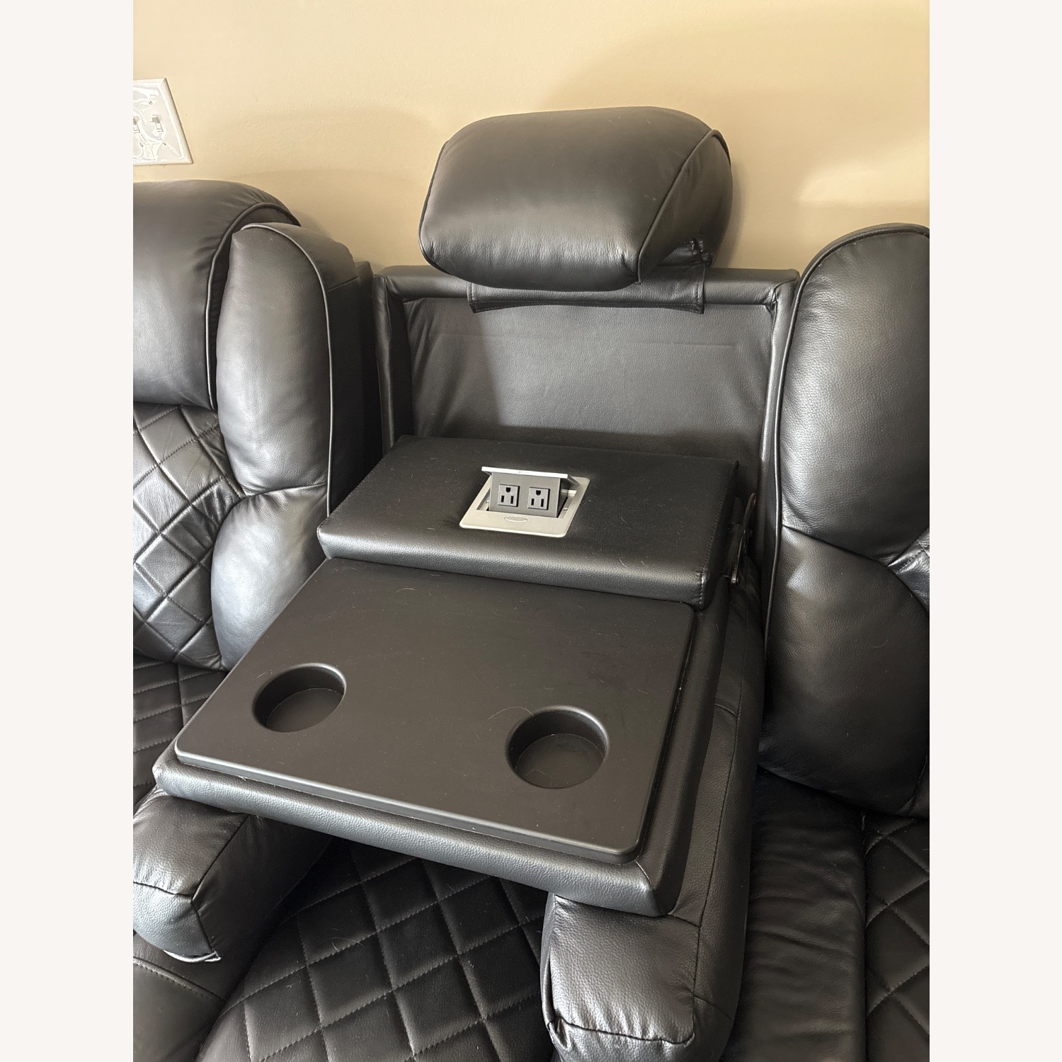 Bob's Discount Furniture Panther Black Leather 3+ Seater Sofa - image-5