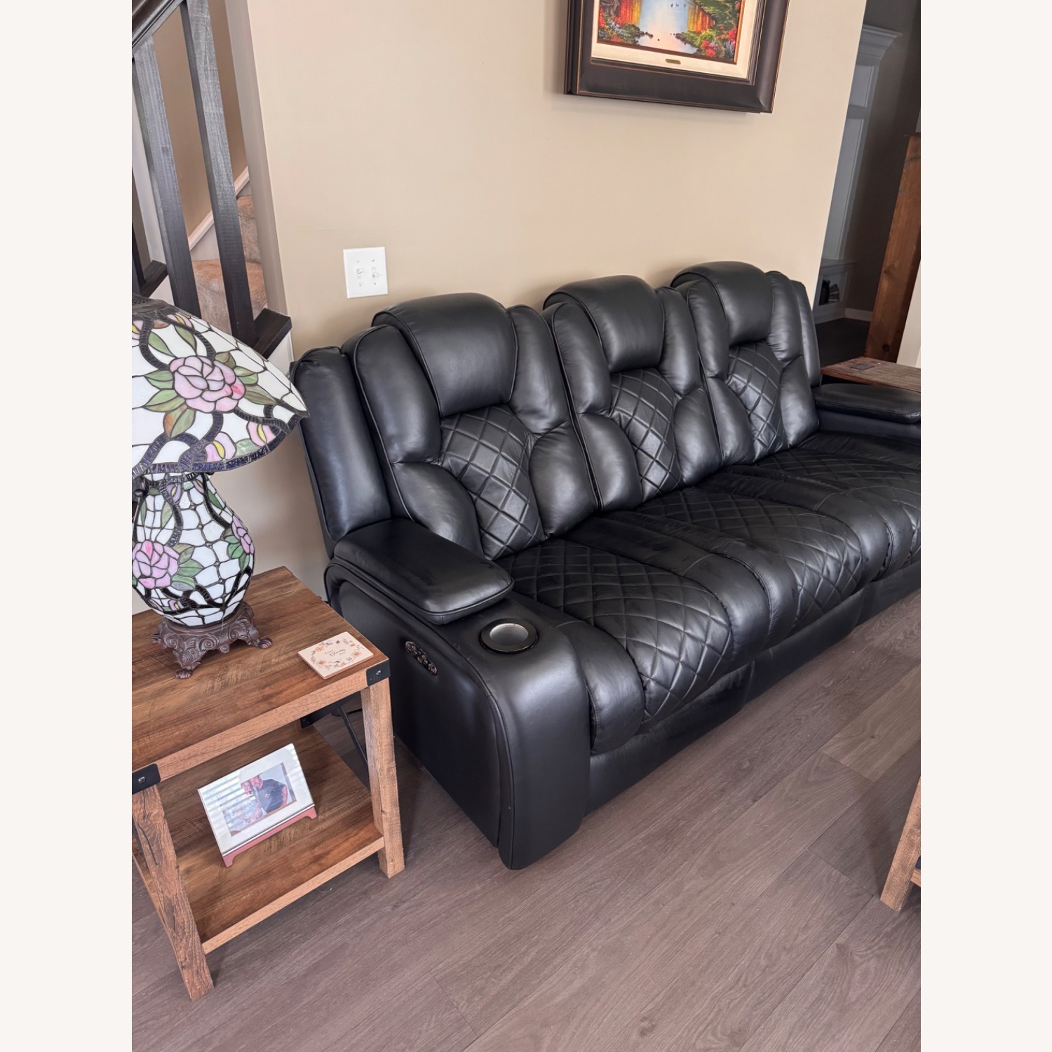 Bob's Discount Furniture Panther Black Leather 3+ Seater Sofa - image-2