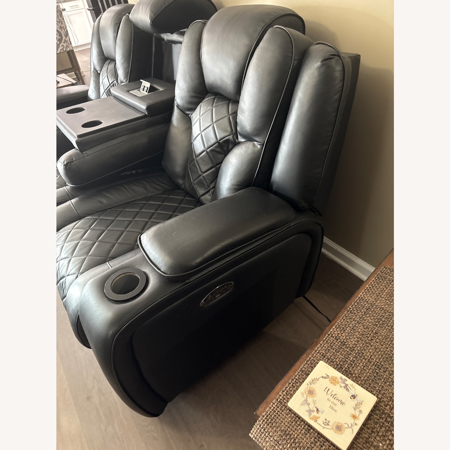 Bob's Discount Furniture Panther Black Leather 3+ Seater Sofa - image-4