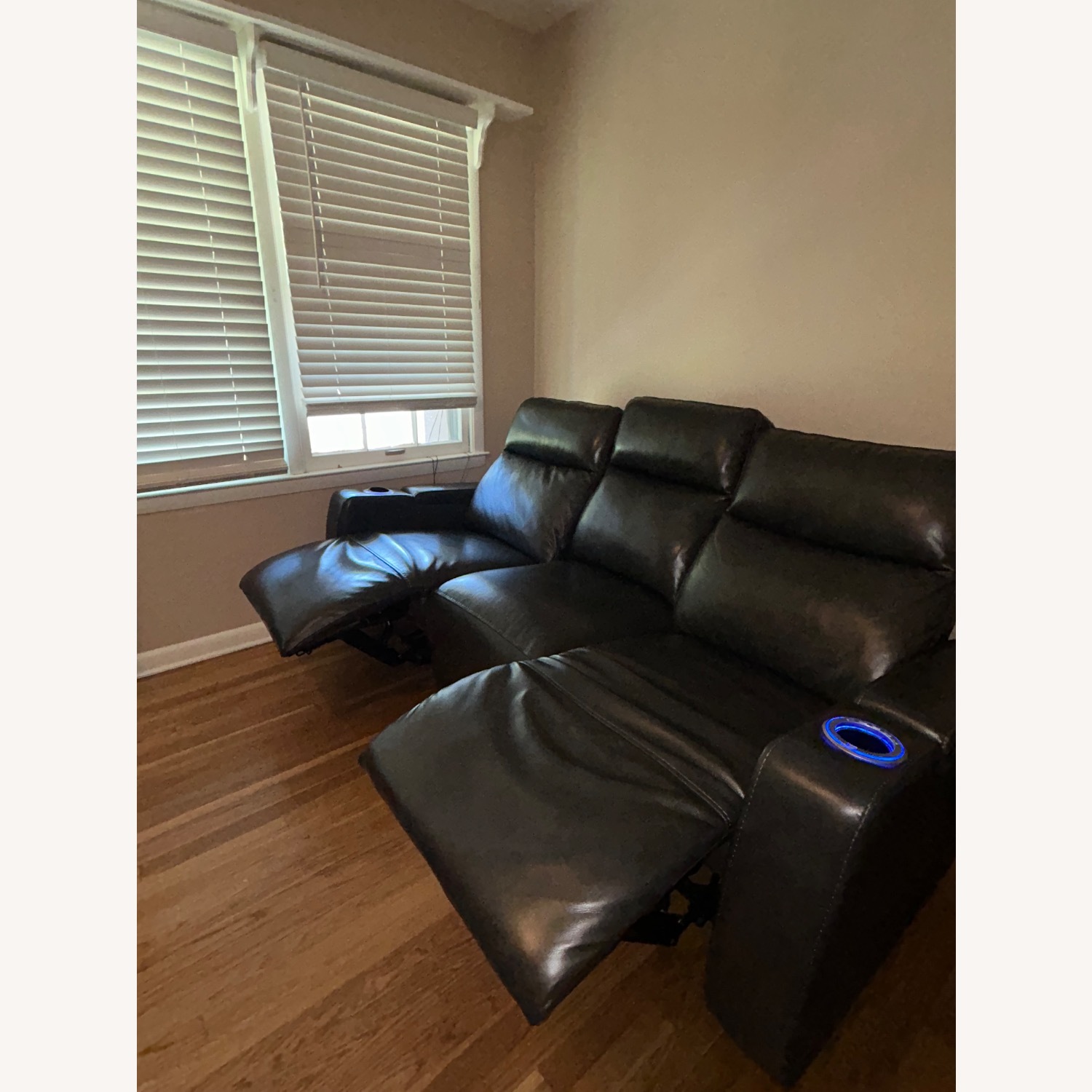 Macy's Light Gray Leather 3+ Piece Sectional - image-3