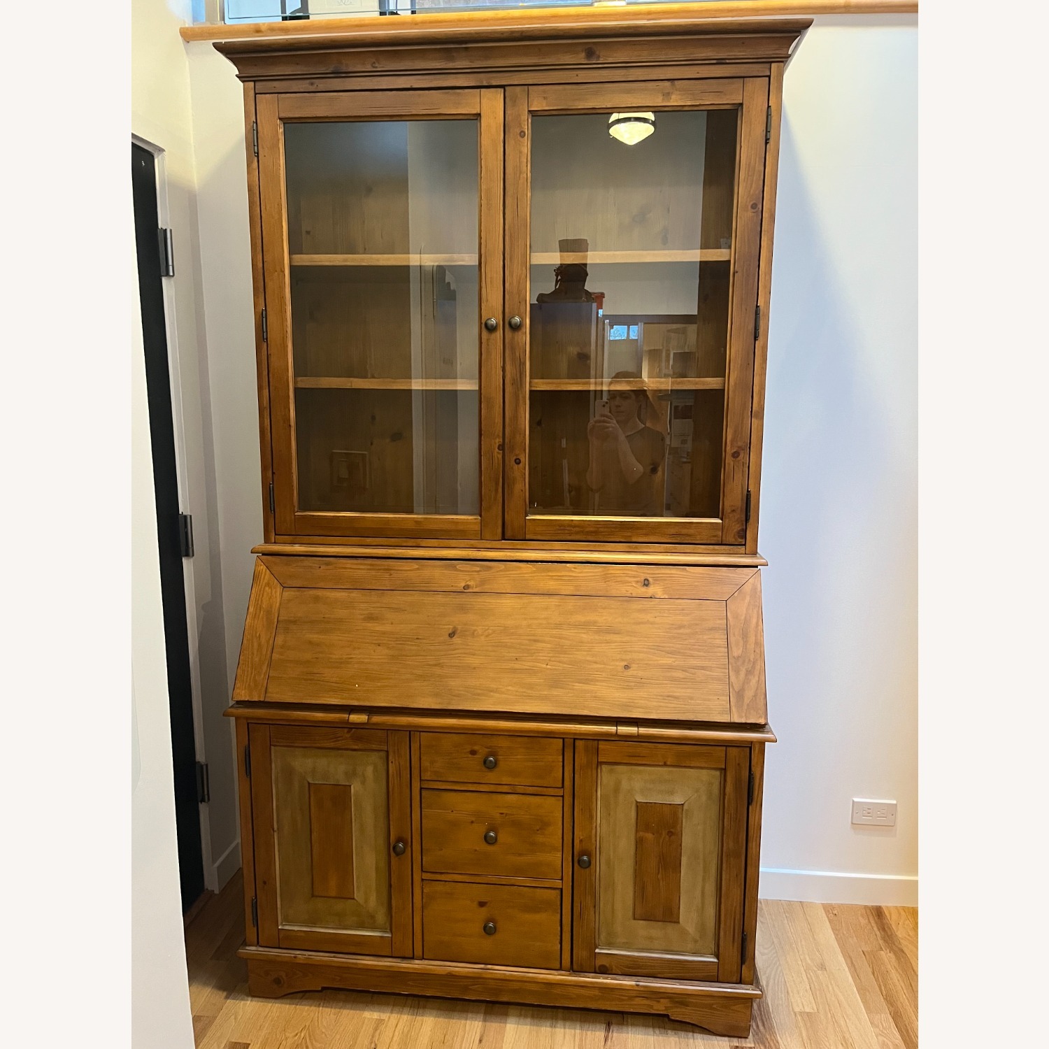 Pottery Barn Graham Wood China Cabinet + Hutch - image-1