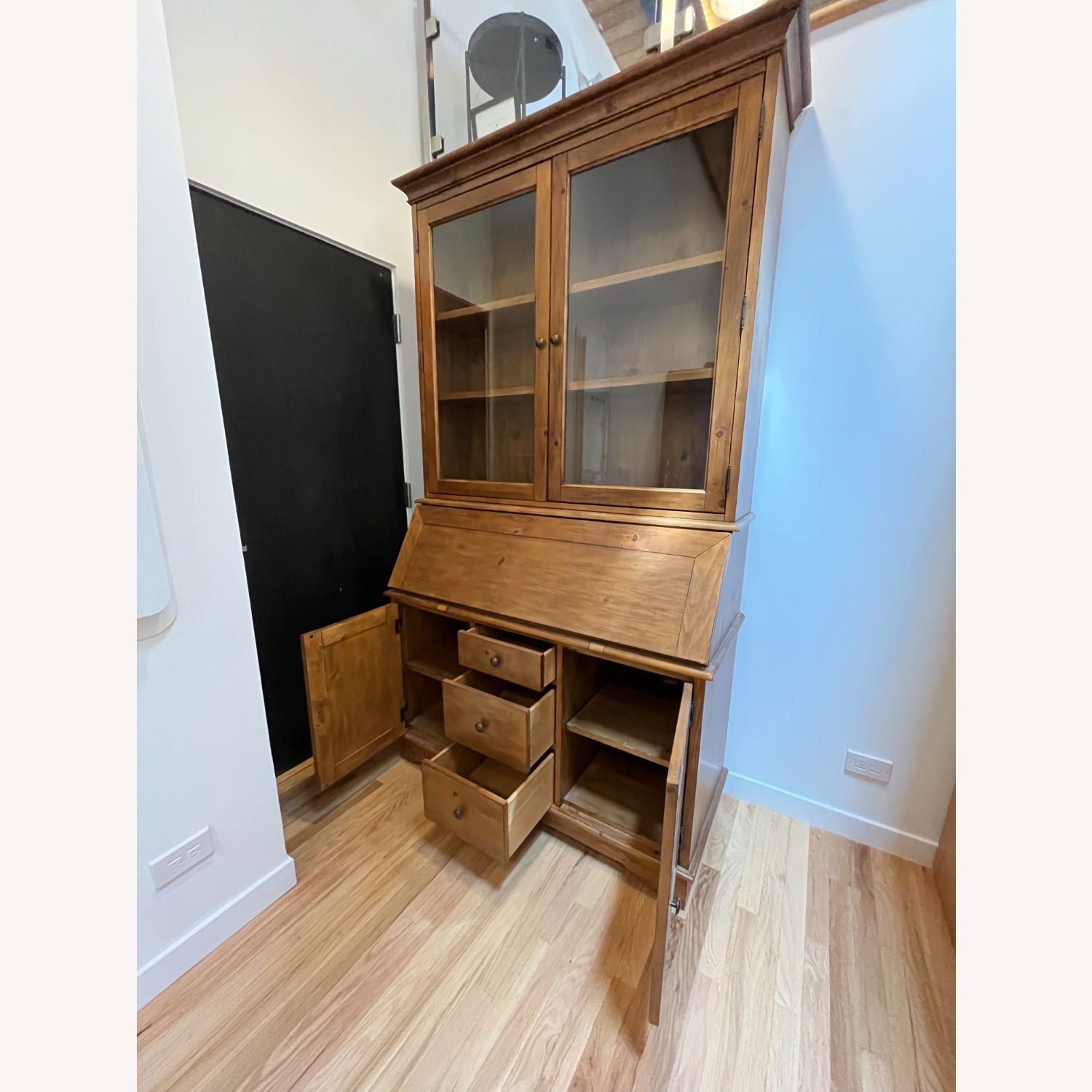 Pottery Barn Graham Wood China Cabinet + Hutch - image-5