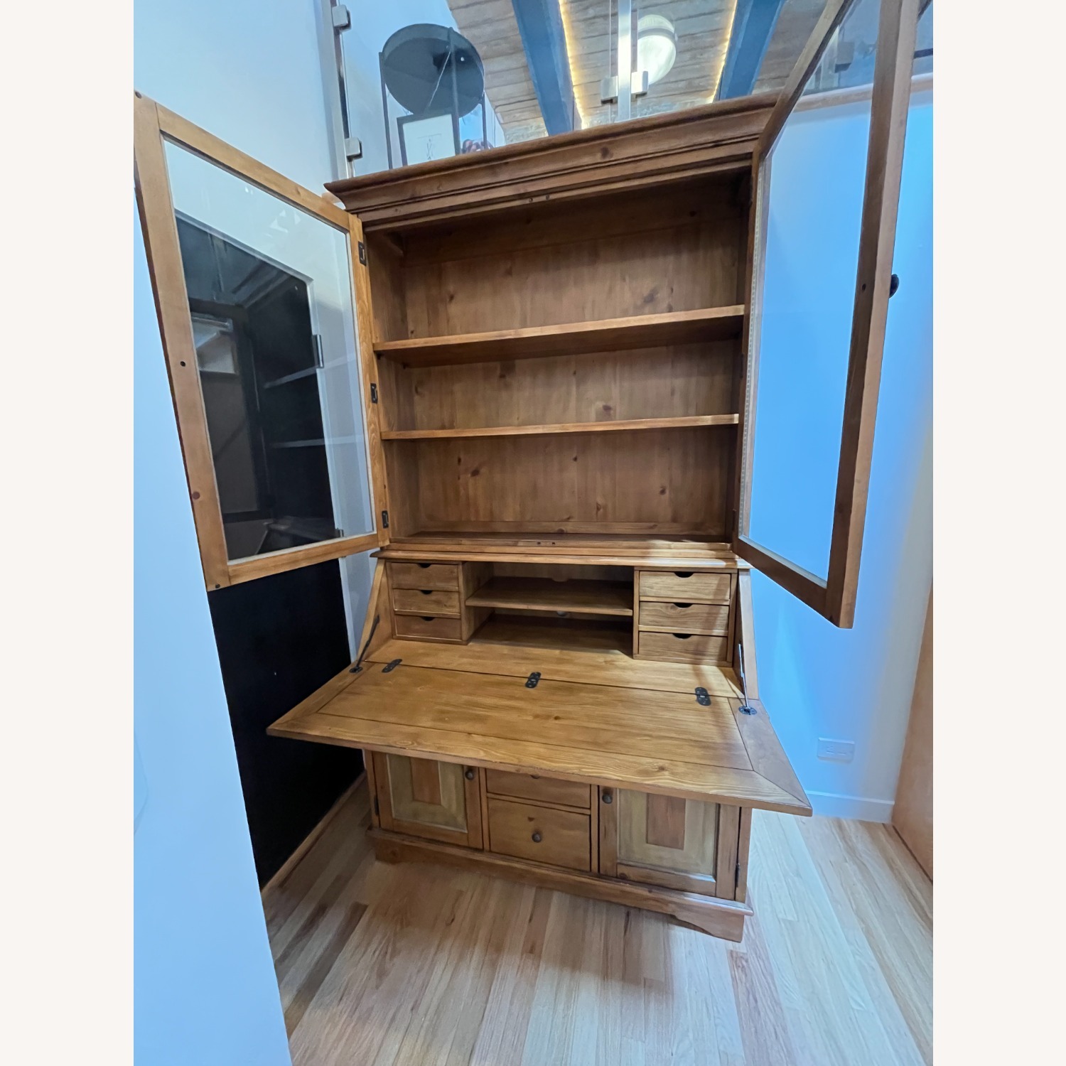 Pottery Barn Graham Wood China Cabinet + Hutch - image-3