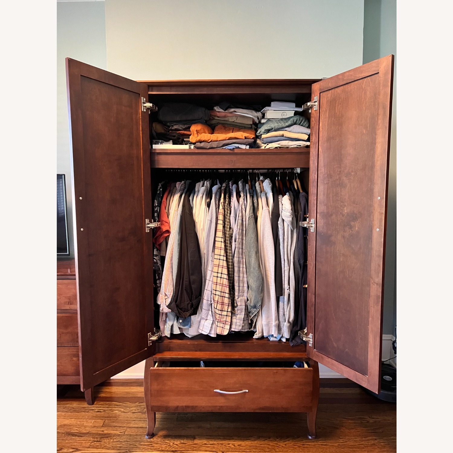 Arhaus Dark Brown Wood Bedroom Armoire / Wardrobe - image-3