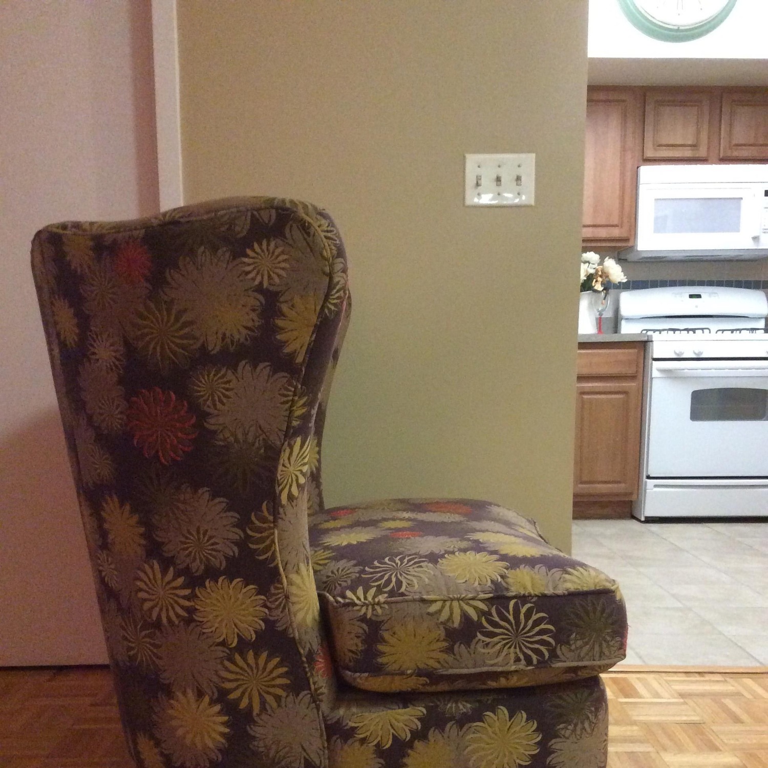Crate & Barrel Floral Wingback Chair - image-3