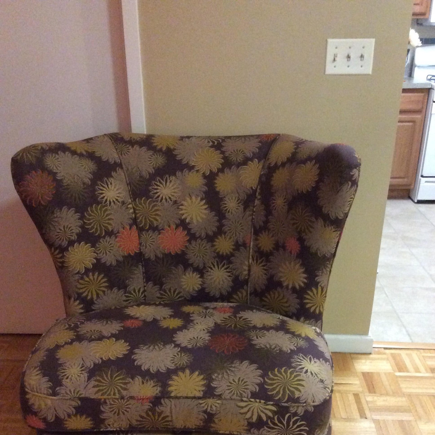 Crate & Barrel Floral Wingback Chair - image-1
