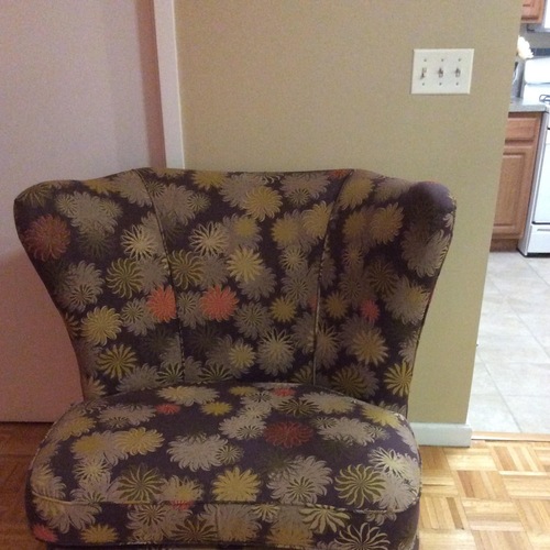 Used Crate & Barrel Floral Wingback Chair for sale on AptDeco