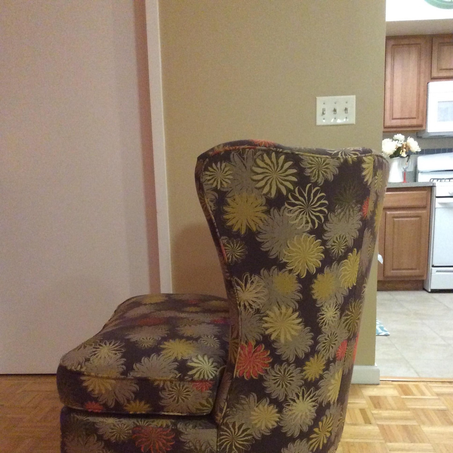 Crate & Barrel Floral Wingback Chair - image-2