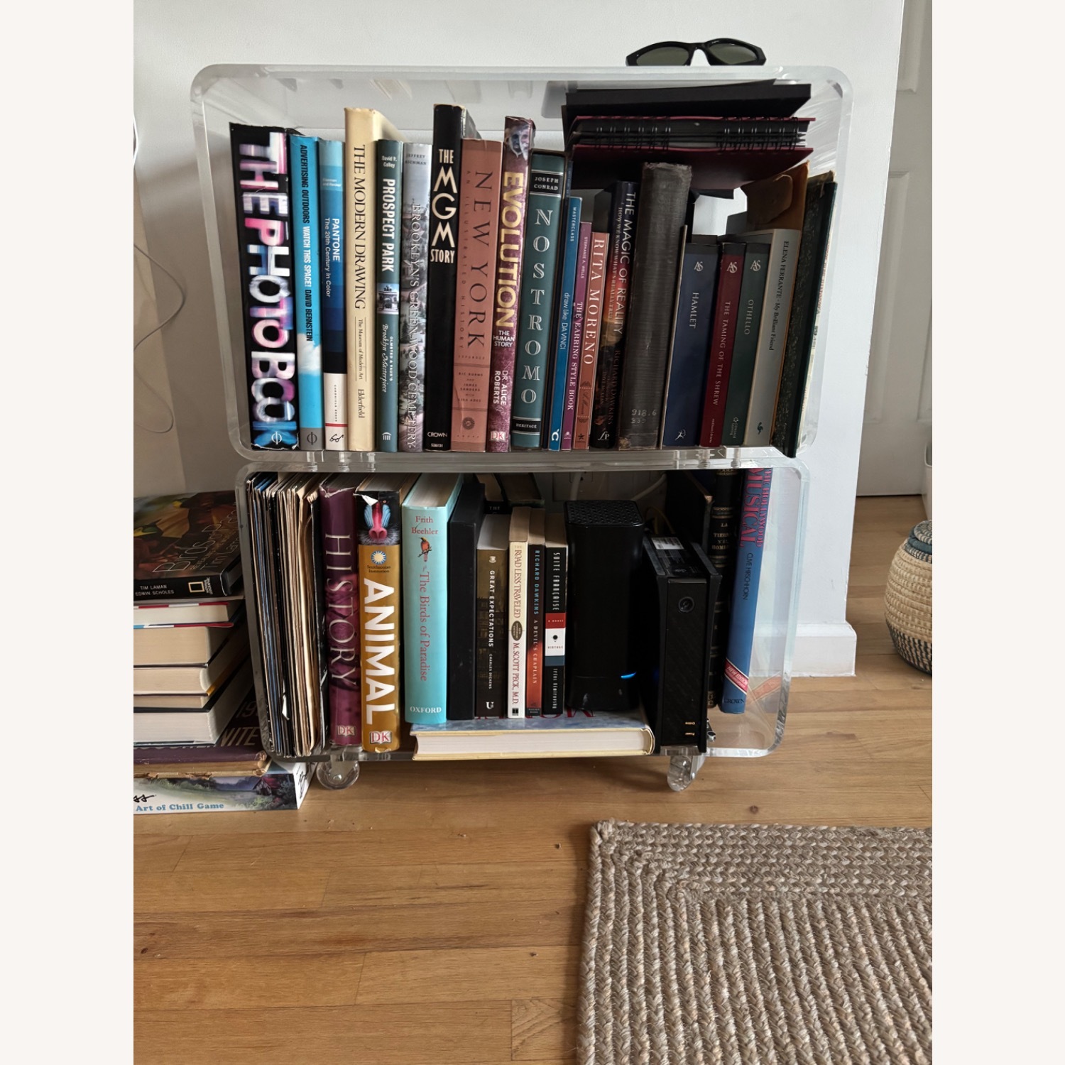 Crate & Barrel Lucite Transparent Bar Cart - image-1