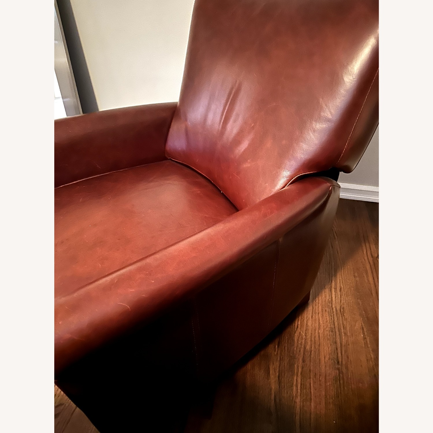 Pottery Barn Irving Light Brown Leather Recliner - image-3