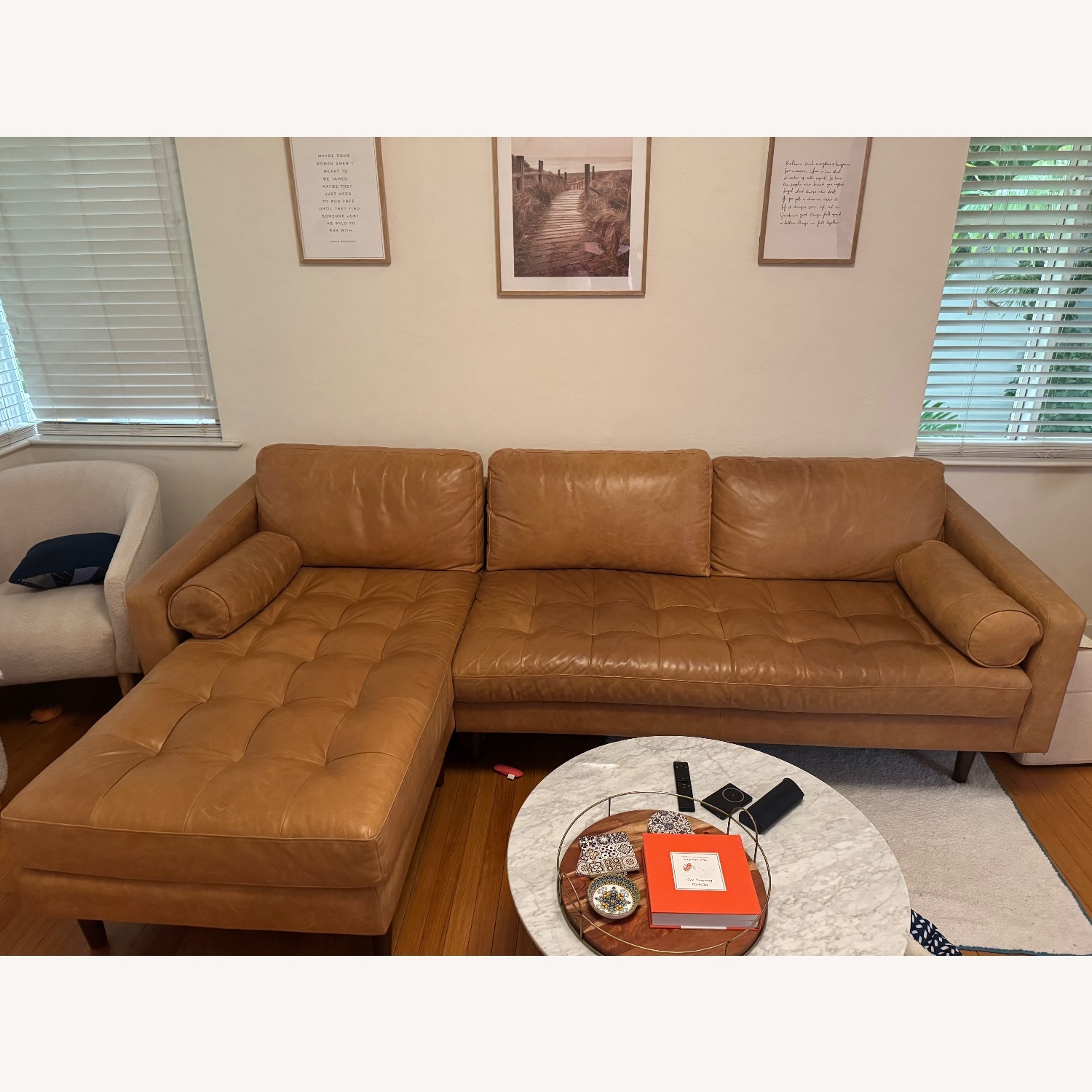 Poly and Bark Napa Leather Sectional  - image-1