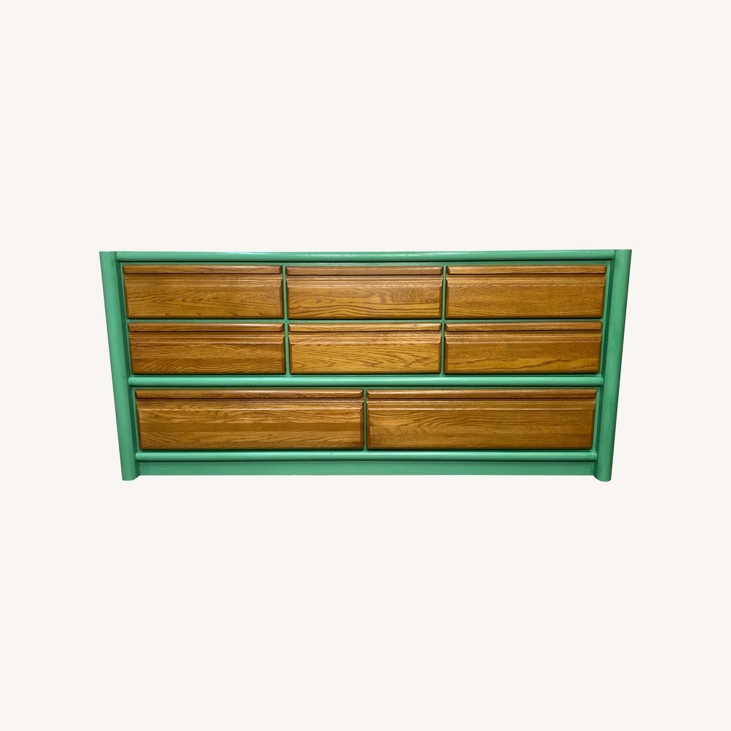 Refinished Seafoam Green & Natural Oak Dresser - image-0