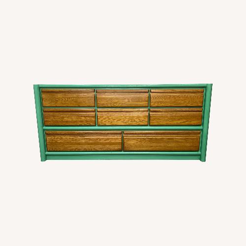 Used Refinished Seafoam Green & Natural Oak Dresser for sale on AptDeco