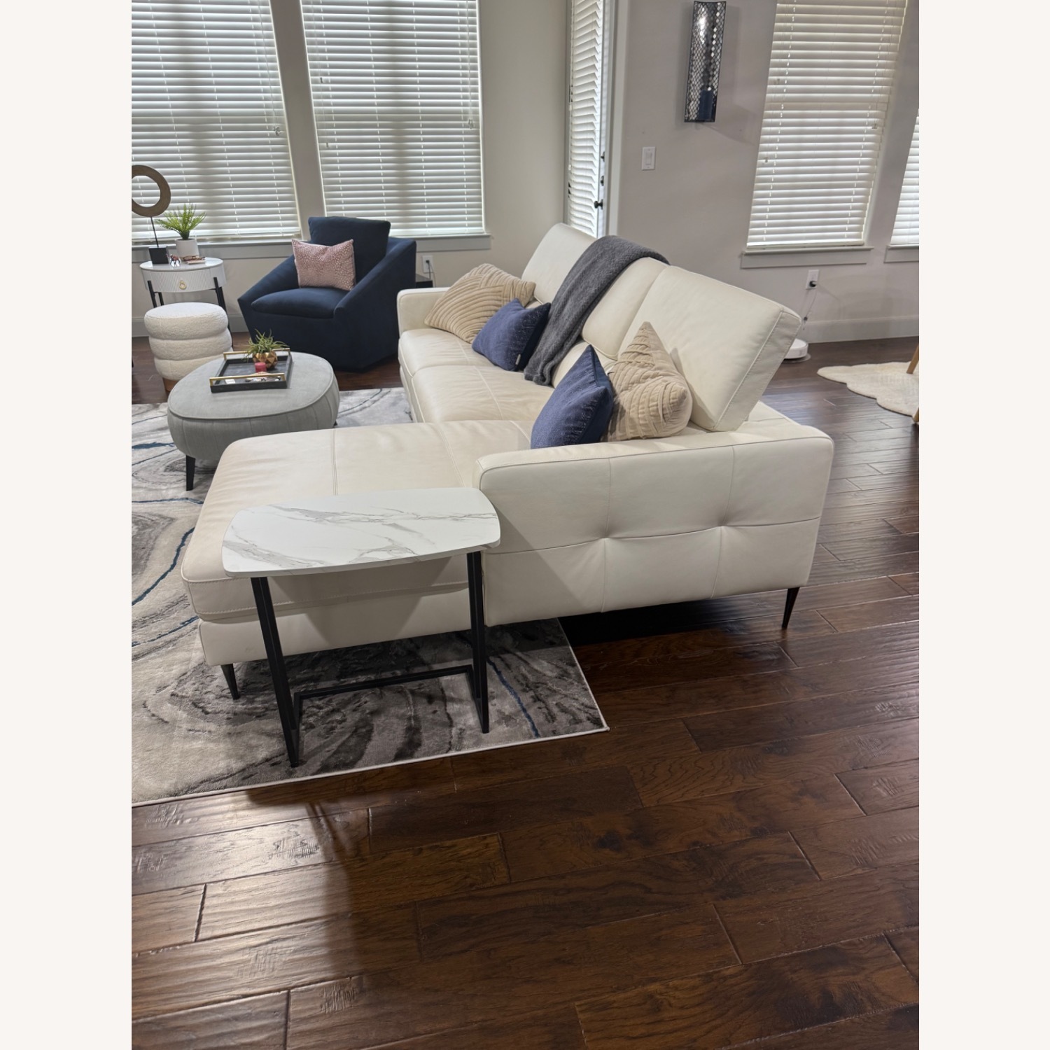 Zuri Furniture White Leather Couch - image-3