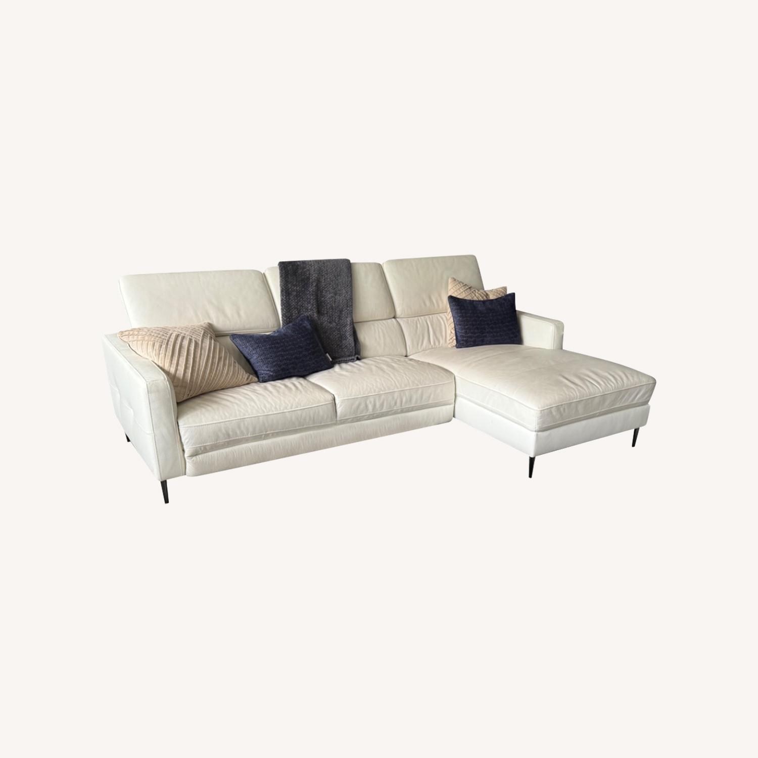 Zuri Furniture White Leather Couch - image-0