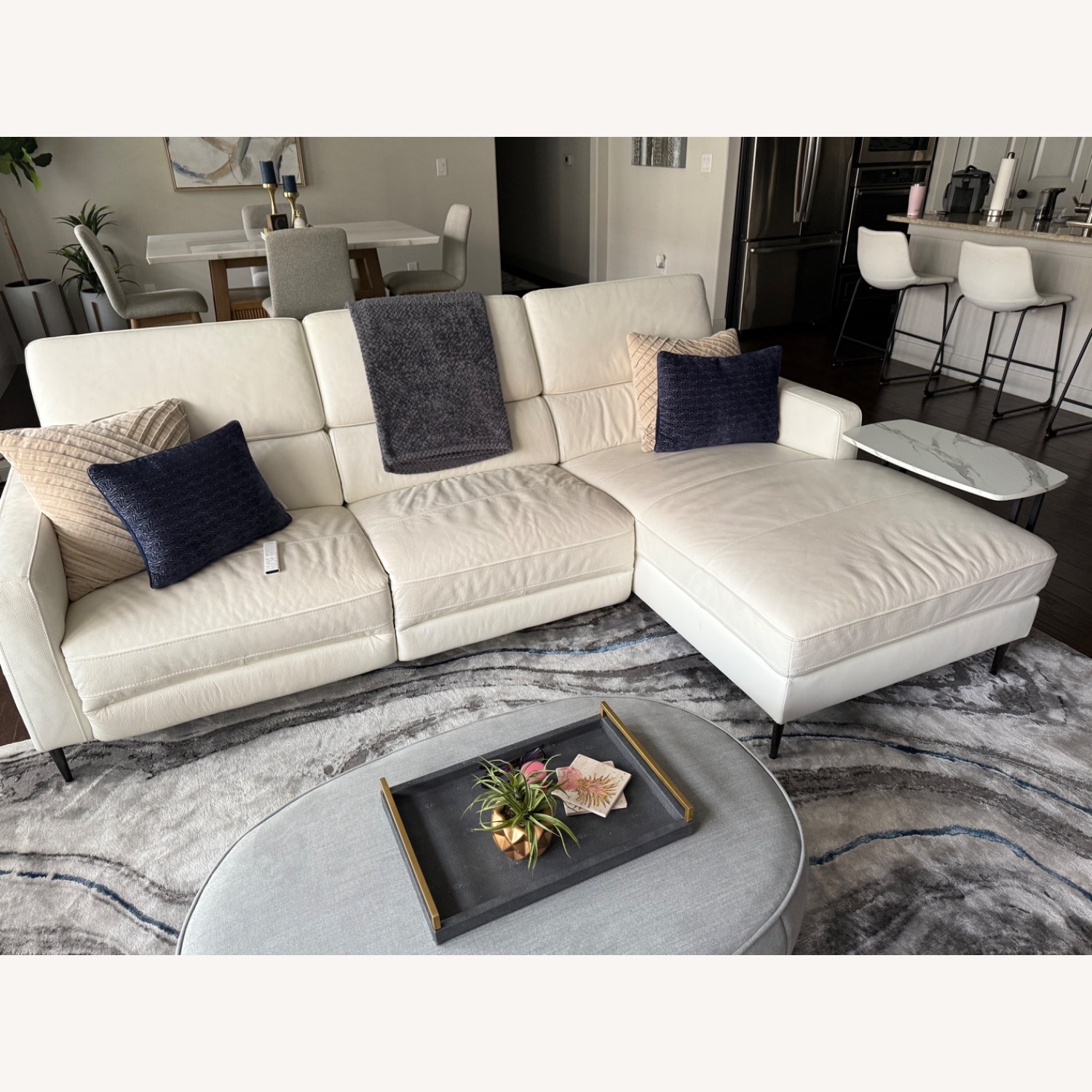 Zuri Furniture White Leather Couch - image-6