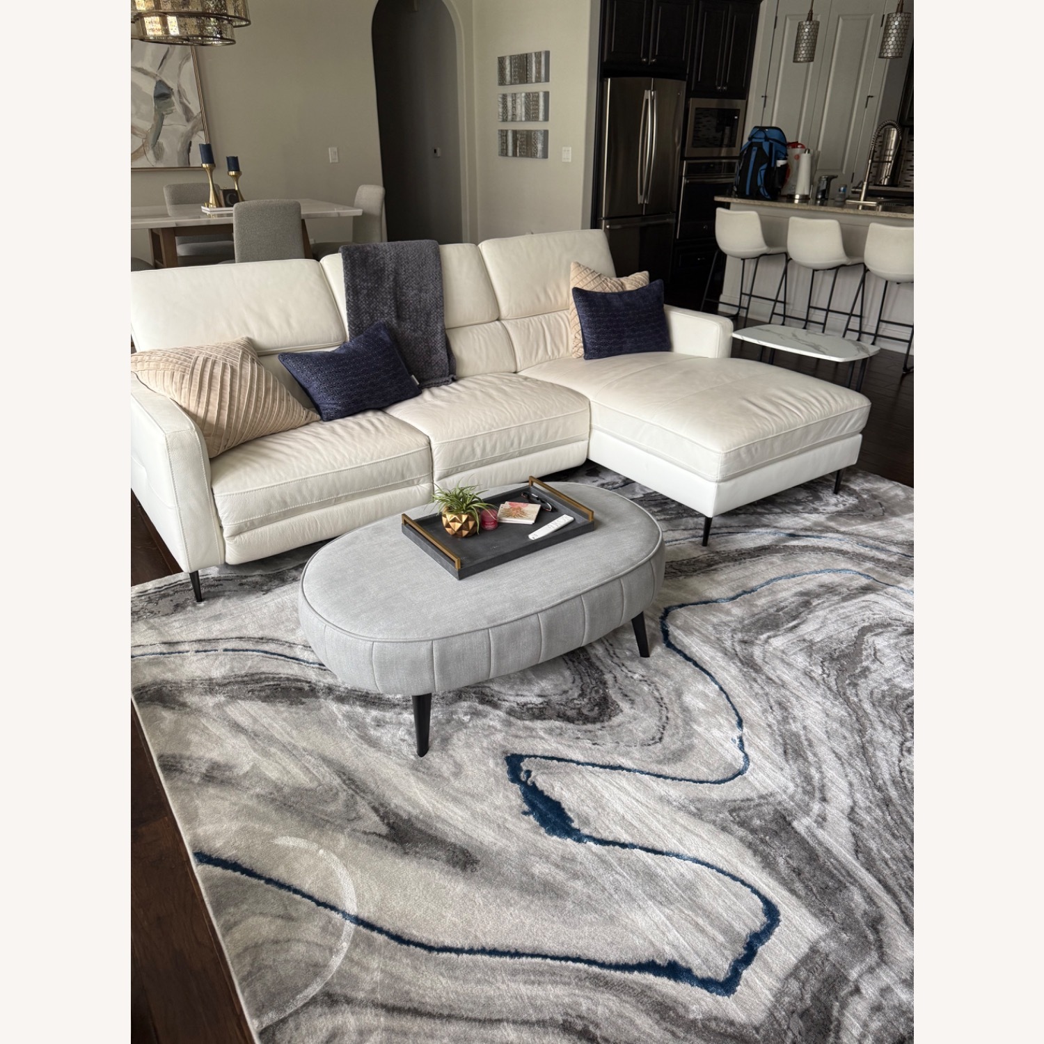 Zuri Furniture White Leather Couch - image-5