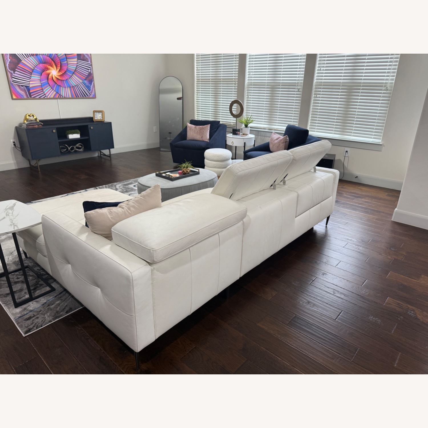 Zuri Furniture White Leather Couch - image-2