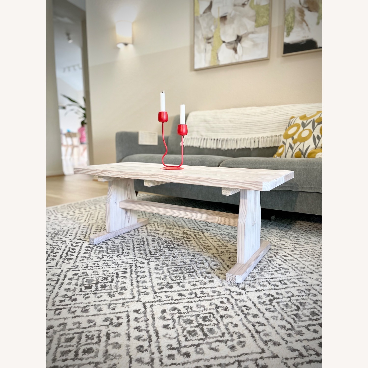 Restored White Wood Coffee Table - image-4