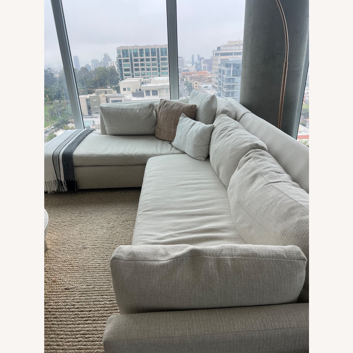 West Elm Marin White Fabric 2 Piece Sectional - image-1