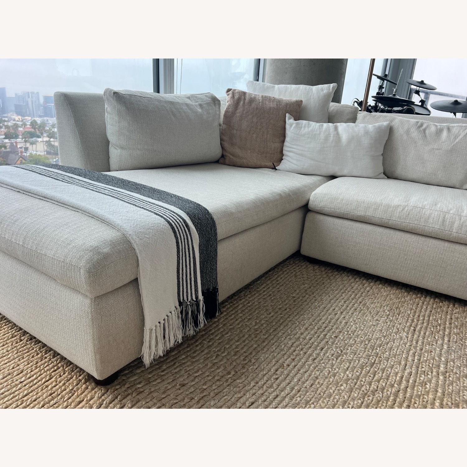 West Elm Marin White Fabric 2 Piece Sectional - image-3