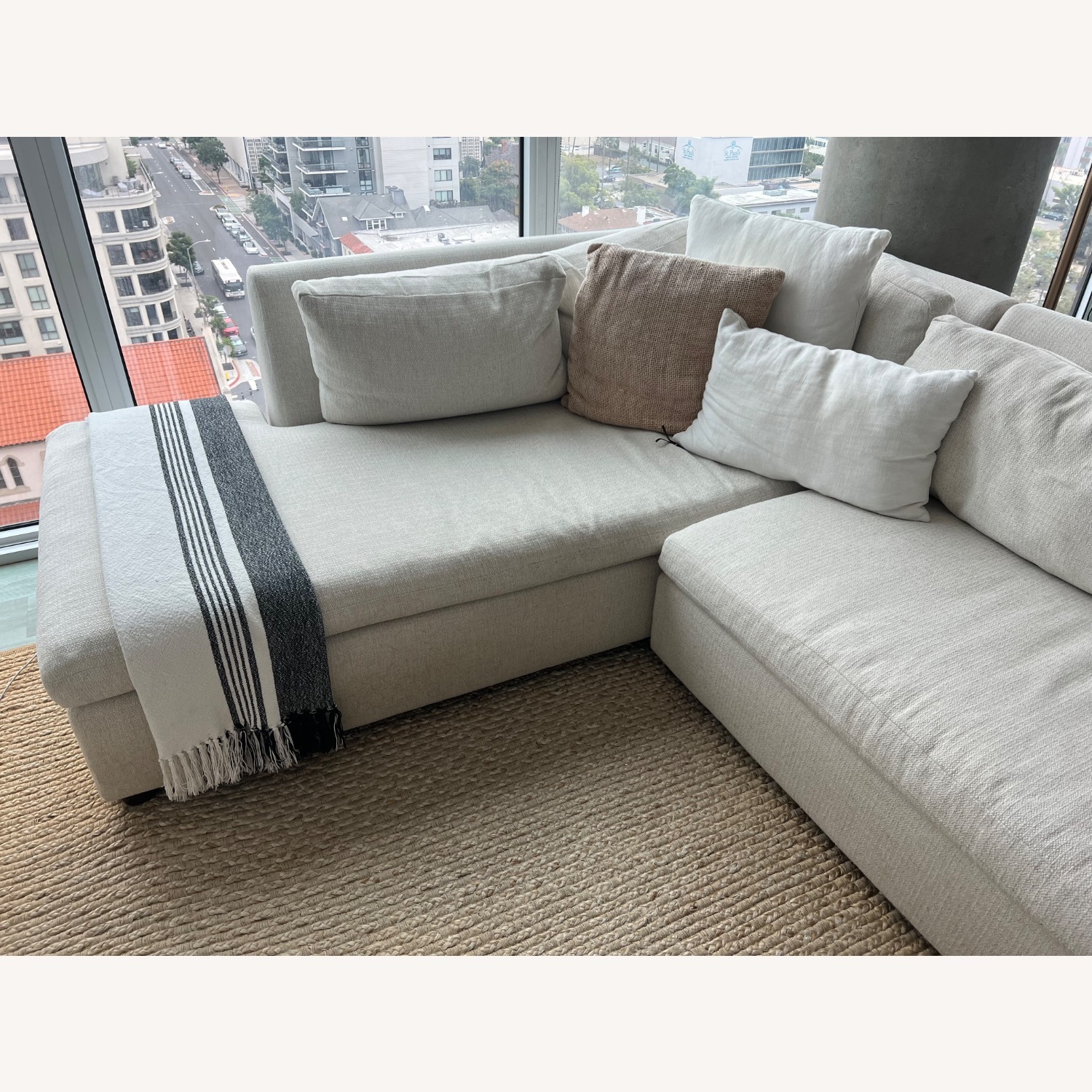 West Elm Marin White Fabric 2 Piece Sectional - image-2