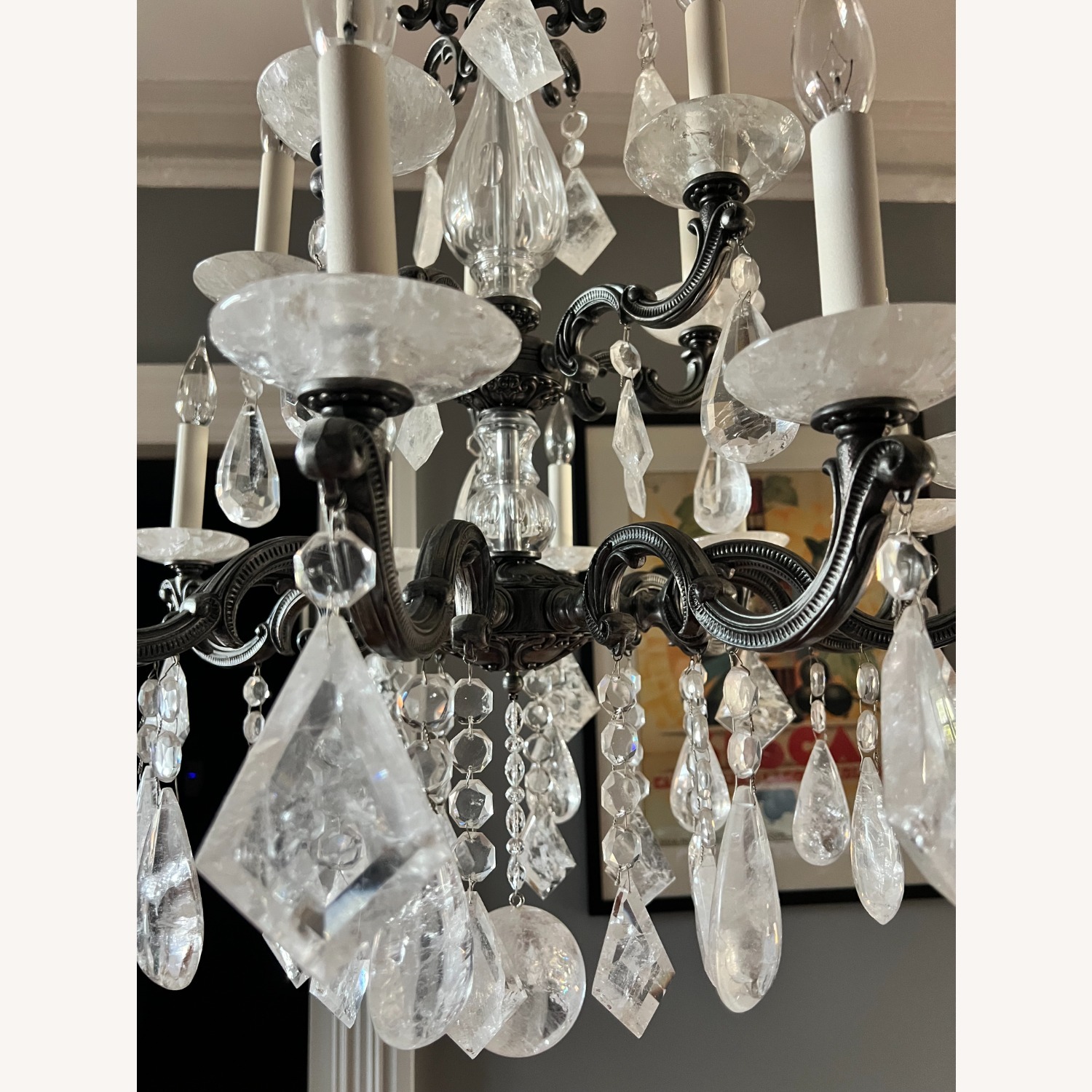 SCHONBEK Rock Crystal & Pewter Chandelier - image-4