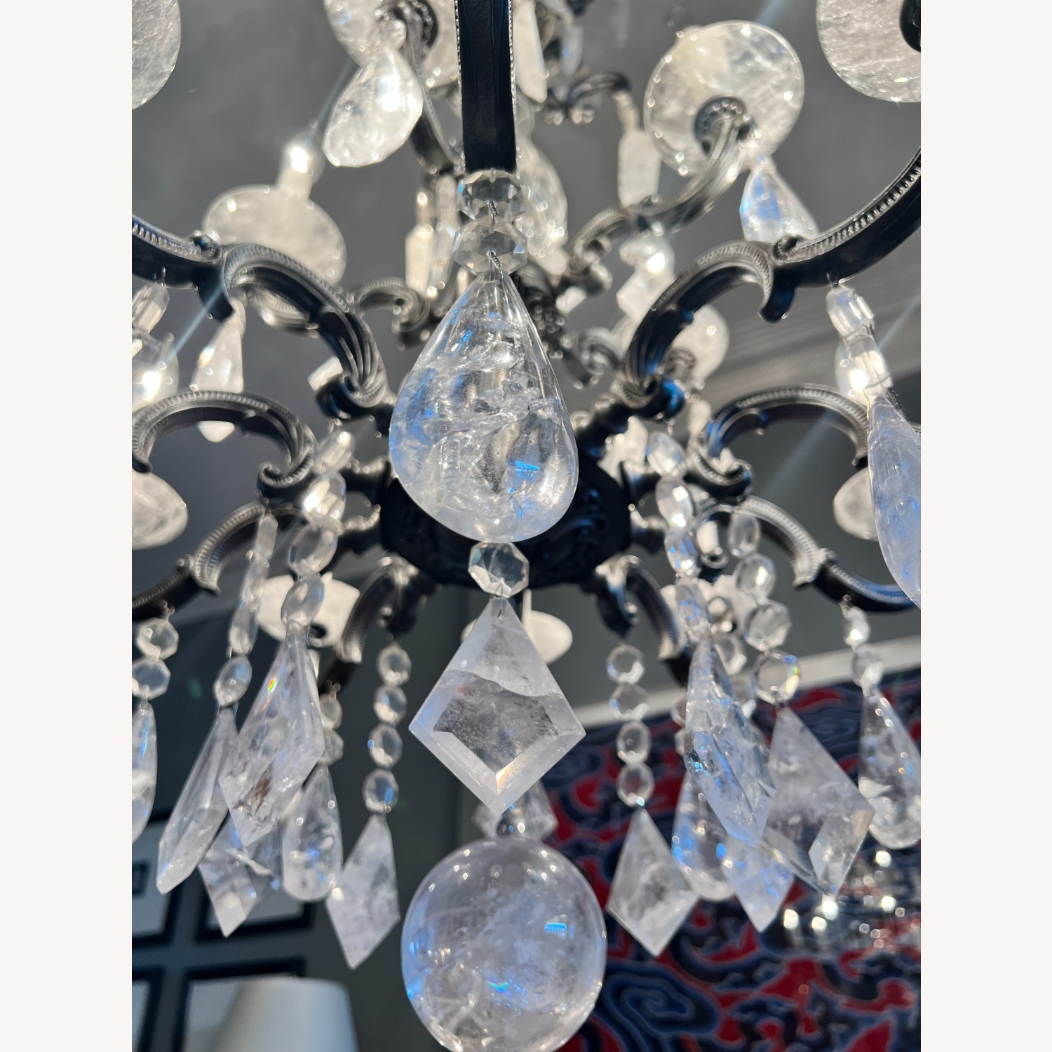 SCHONBEK Rock Crystal & Pewter Chandelier - image-8