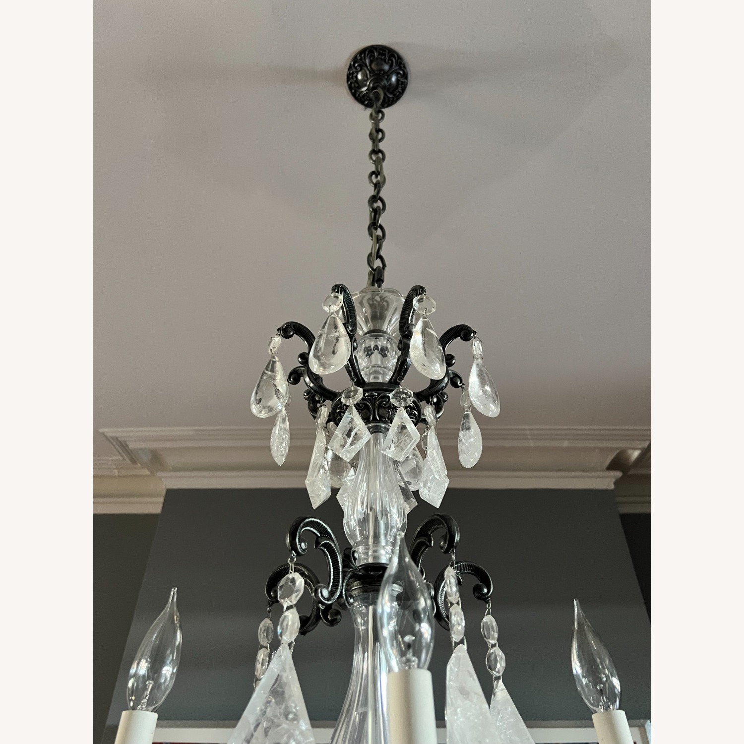 SCHONBEK Rock Crystal & Pewter Chandelier - image-2