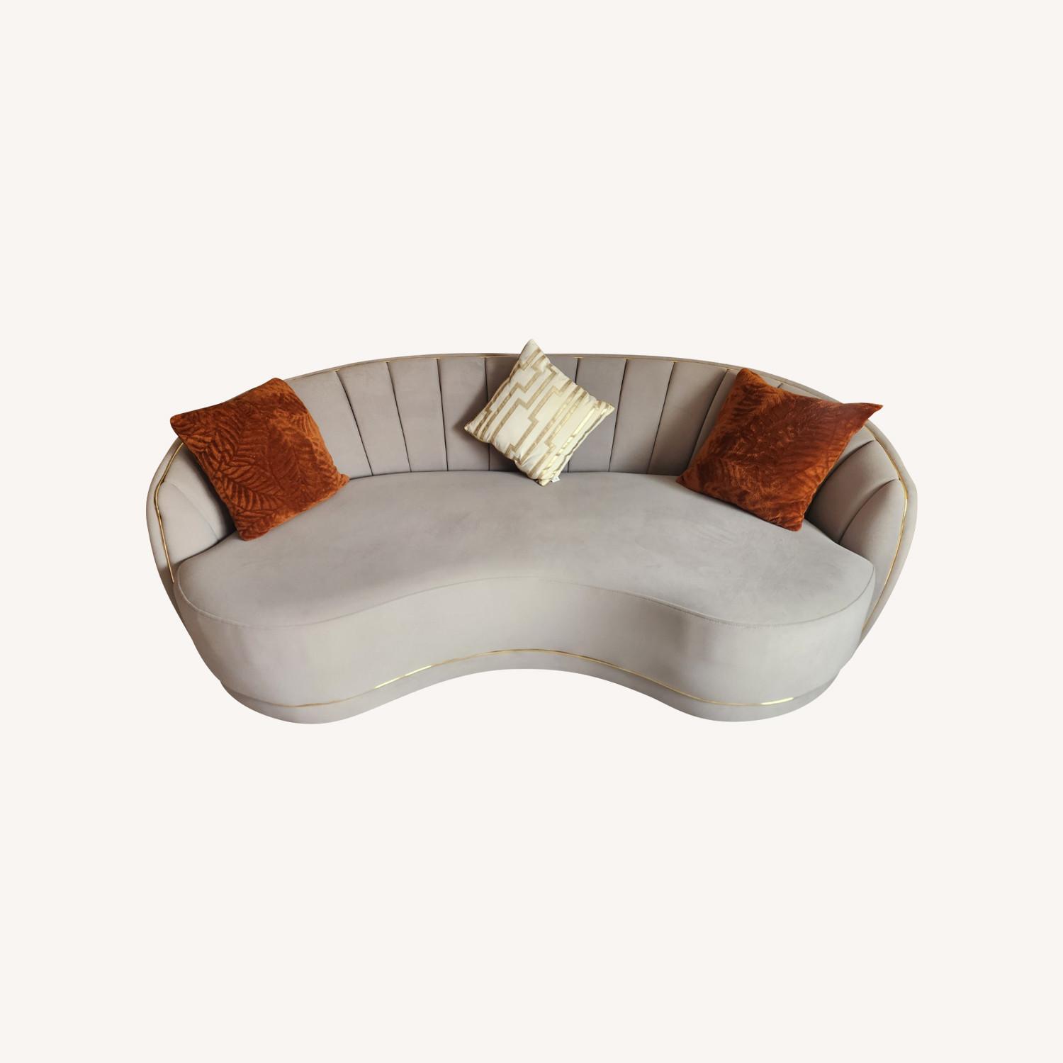 Light Gray Velvet 3+ Seater Sofa - image-0