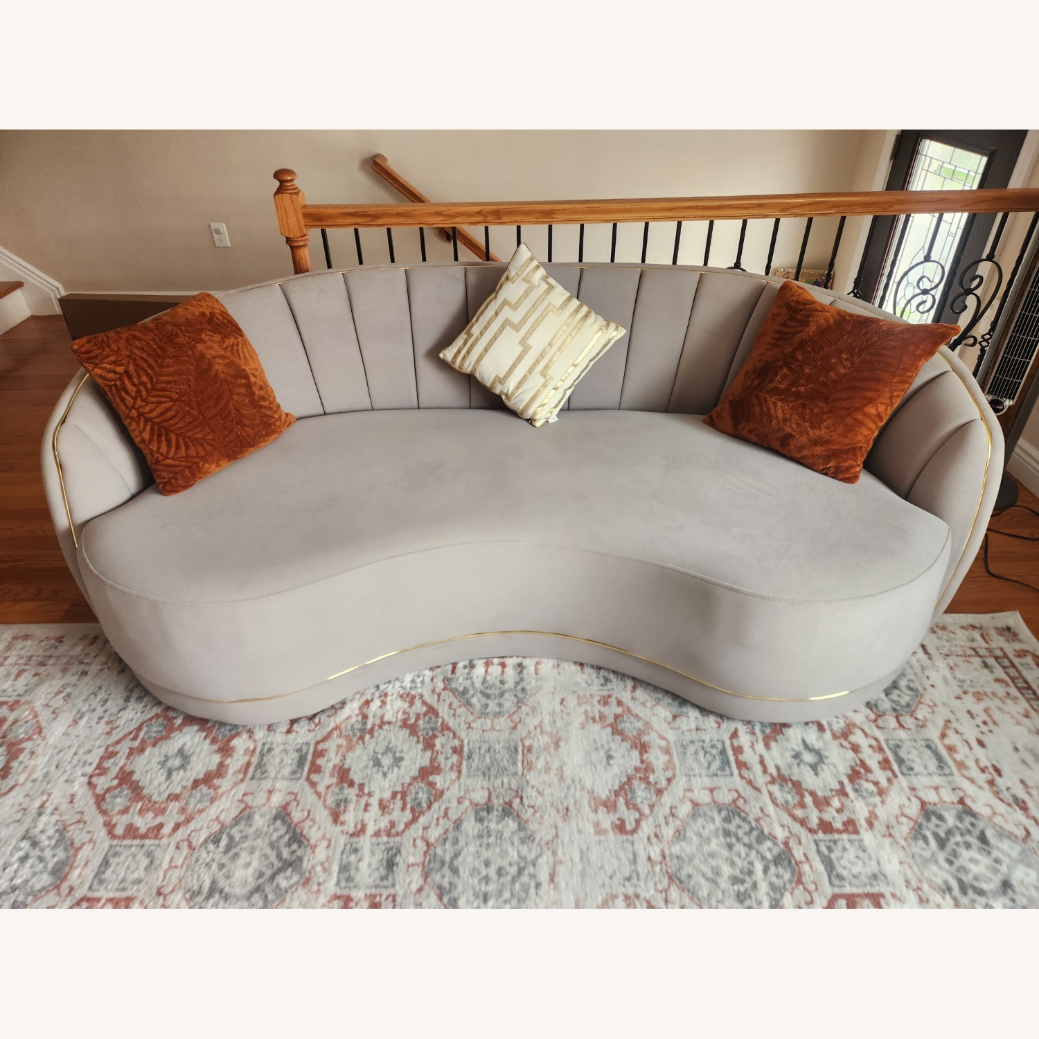Light Gray Velvet 3+ Seater Sofa - image-2