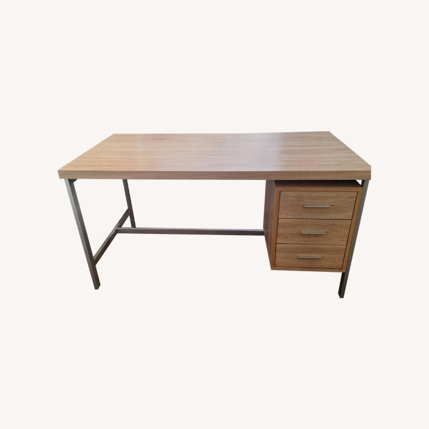 Large Wood Desk with Three Drawers - image-1