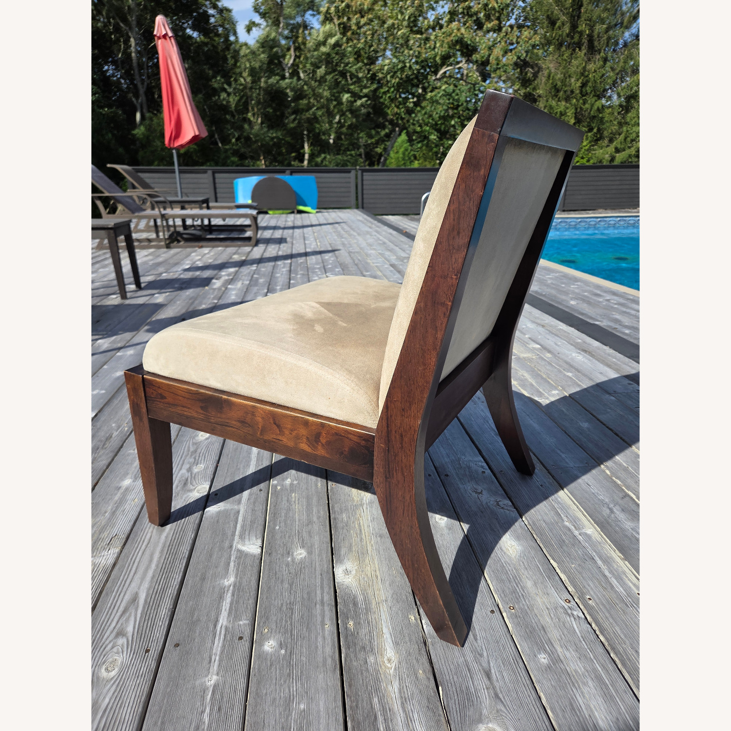 Crate & Barrel Contemporary Light Brown Wood Accent Chairs - image-3