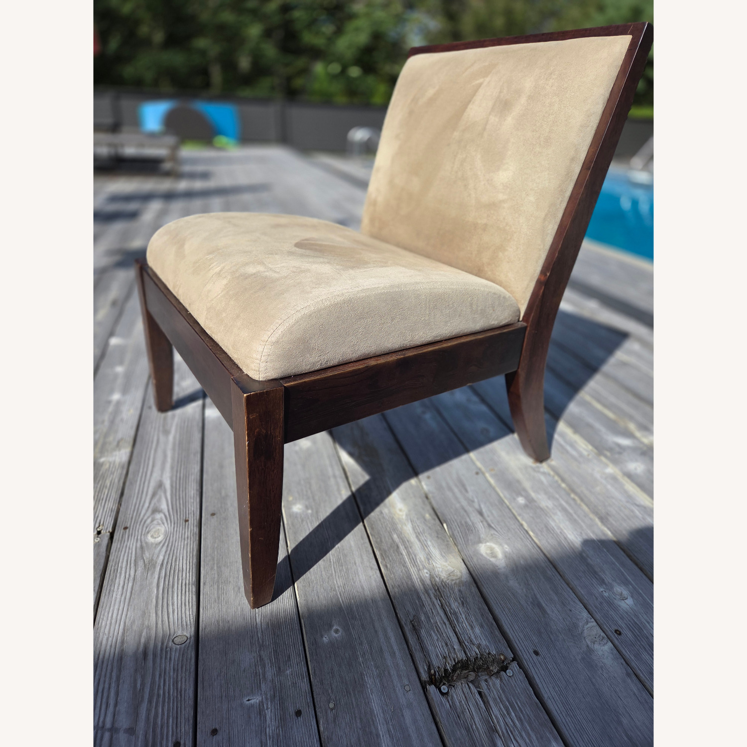 Crate & Barrel Contemporary Light Brown Wood Accent Chairs - image-4