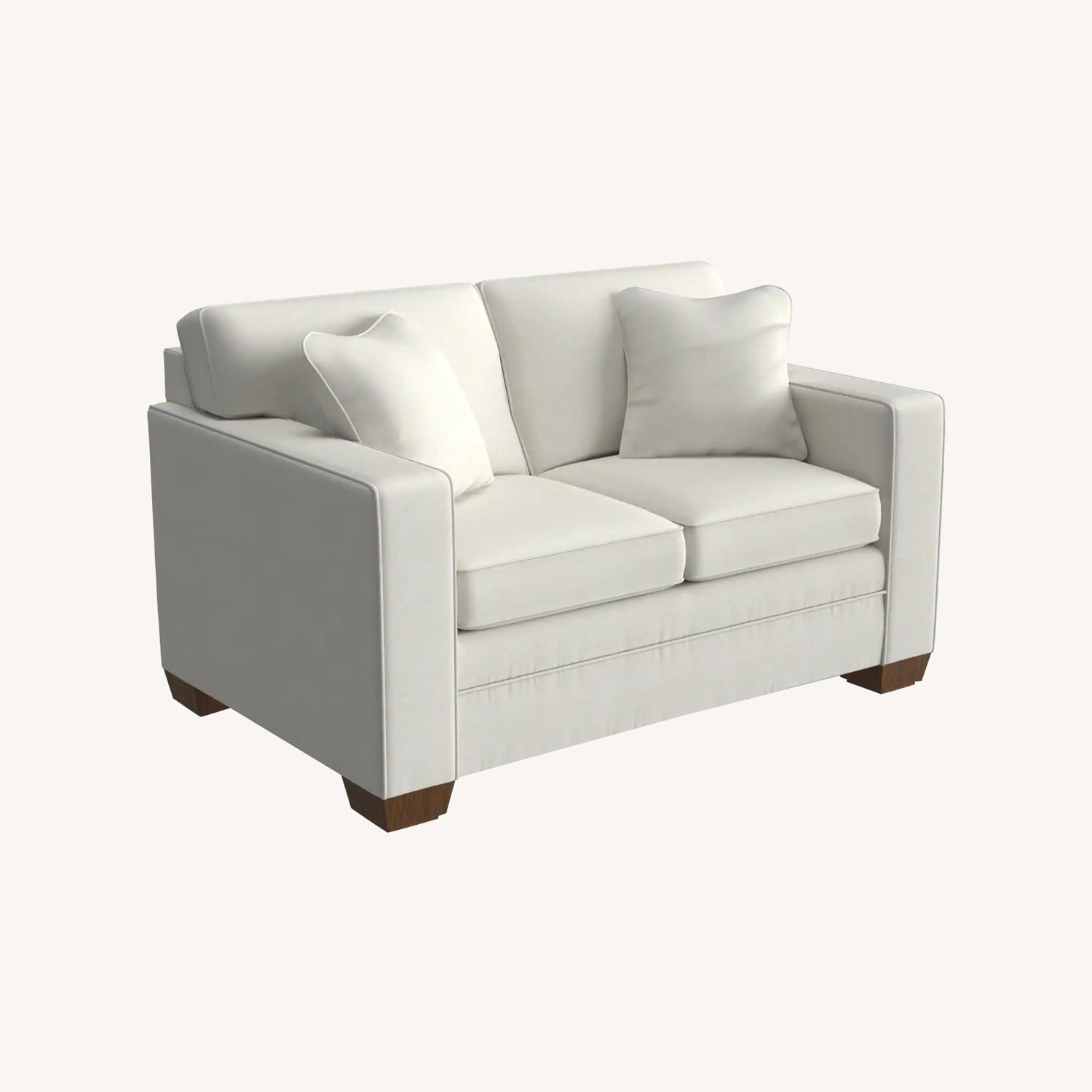 La-Z-Boy Meyer Eggshell Leather Loveseat - image-0
