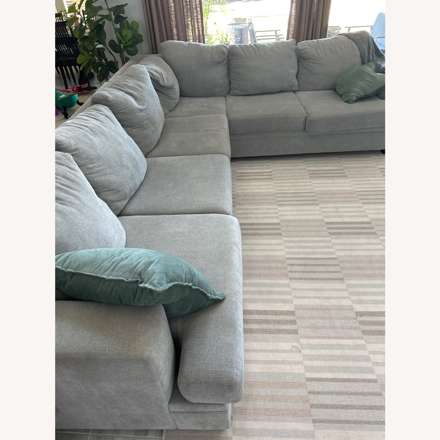 Living Spaces Bonaterra Sand Beige Fabric 127" 2 Piece L-Shaped Sectional - image-2