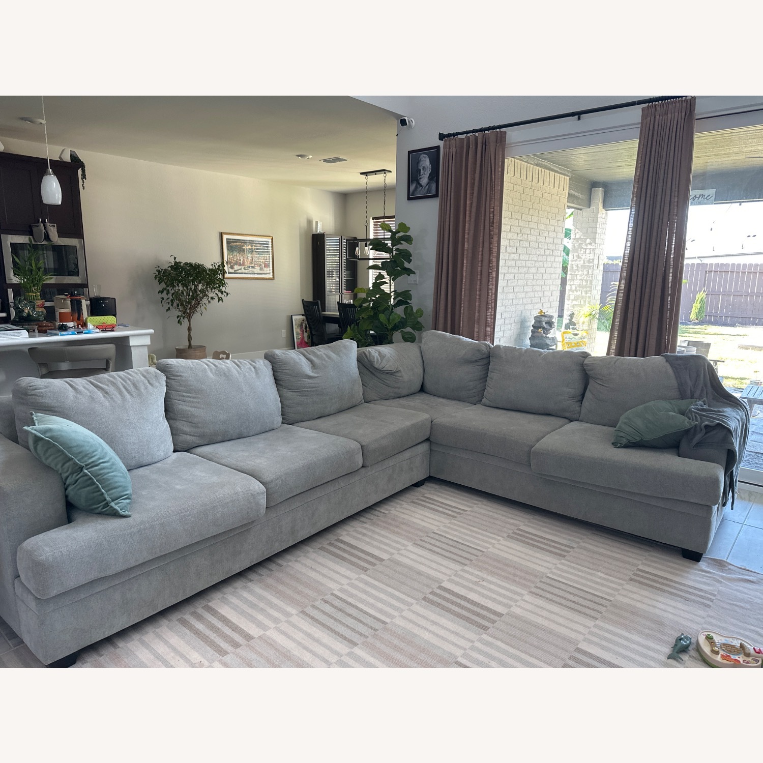 Living Spaces Bonaterra Sand Beige Fabric 127" 2 Piece L-Shaped Sectional - image-3