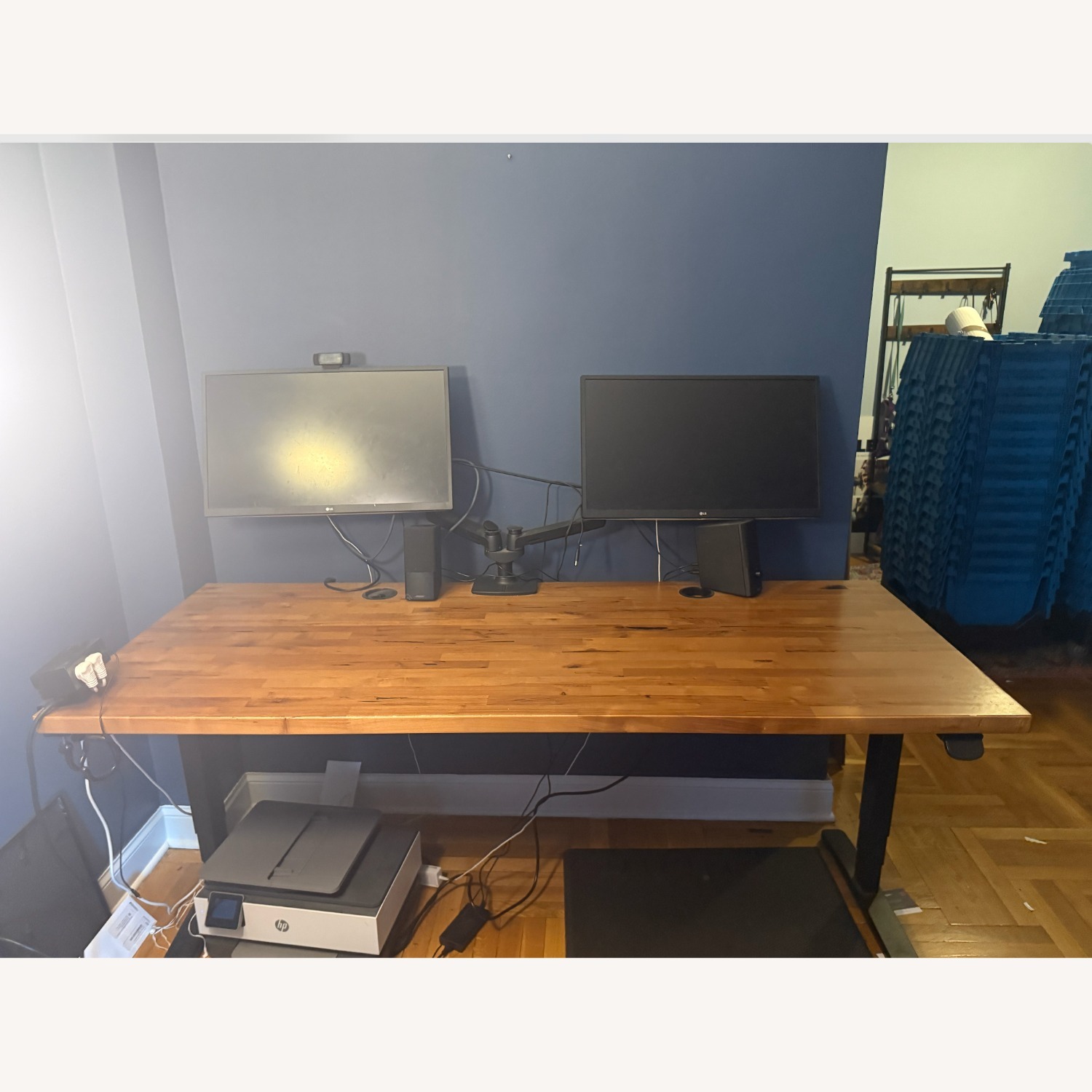 72in Butcher Block Uplift Adjustable Standing Desk - image-1