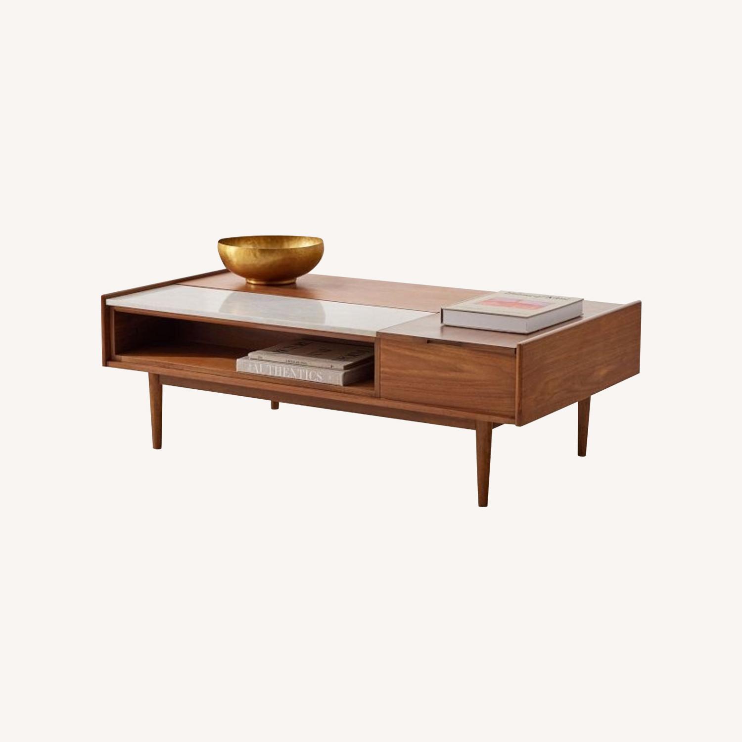 West Elm Mid-Century Marble Pop-Up Coffee Table - image-0
